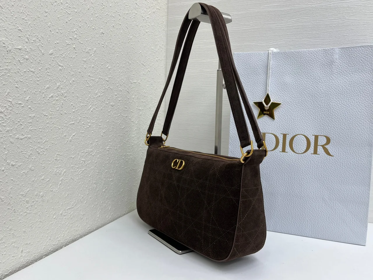 Dior Quilted Shoulder Bag in Brown · view 3