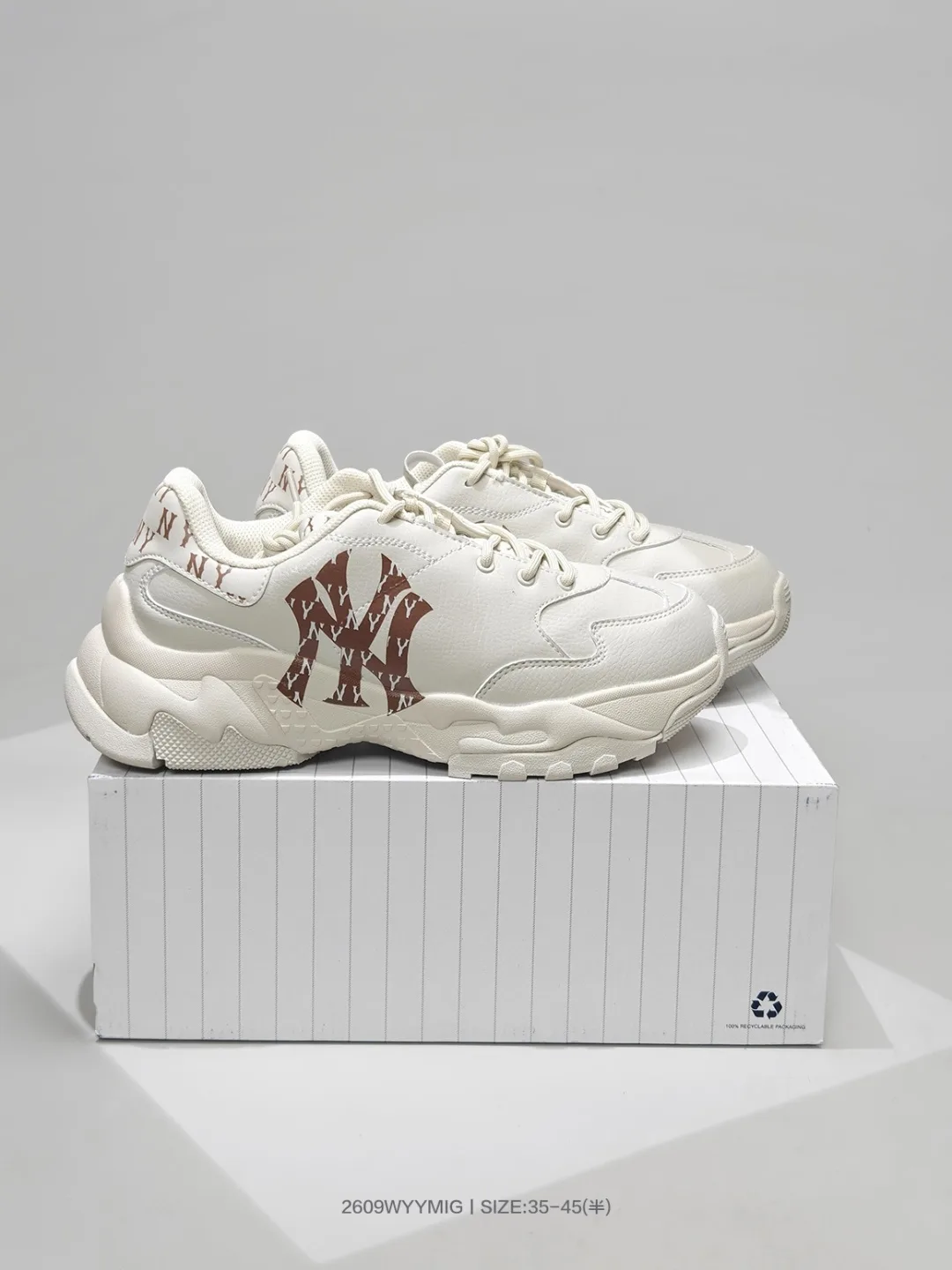 NY and LA Letter Chunky Sneakers in White & Black · view 4