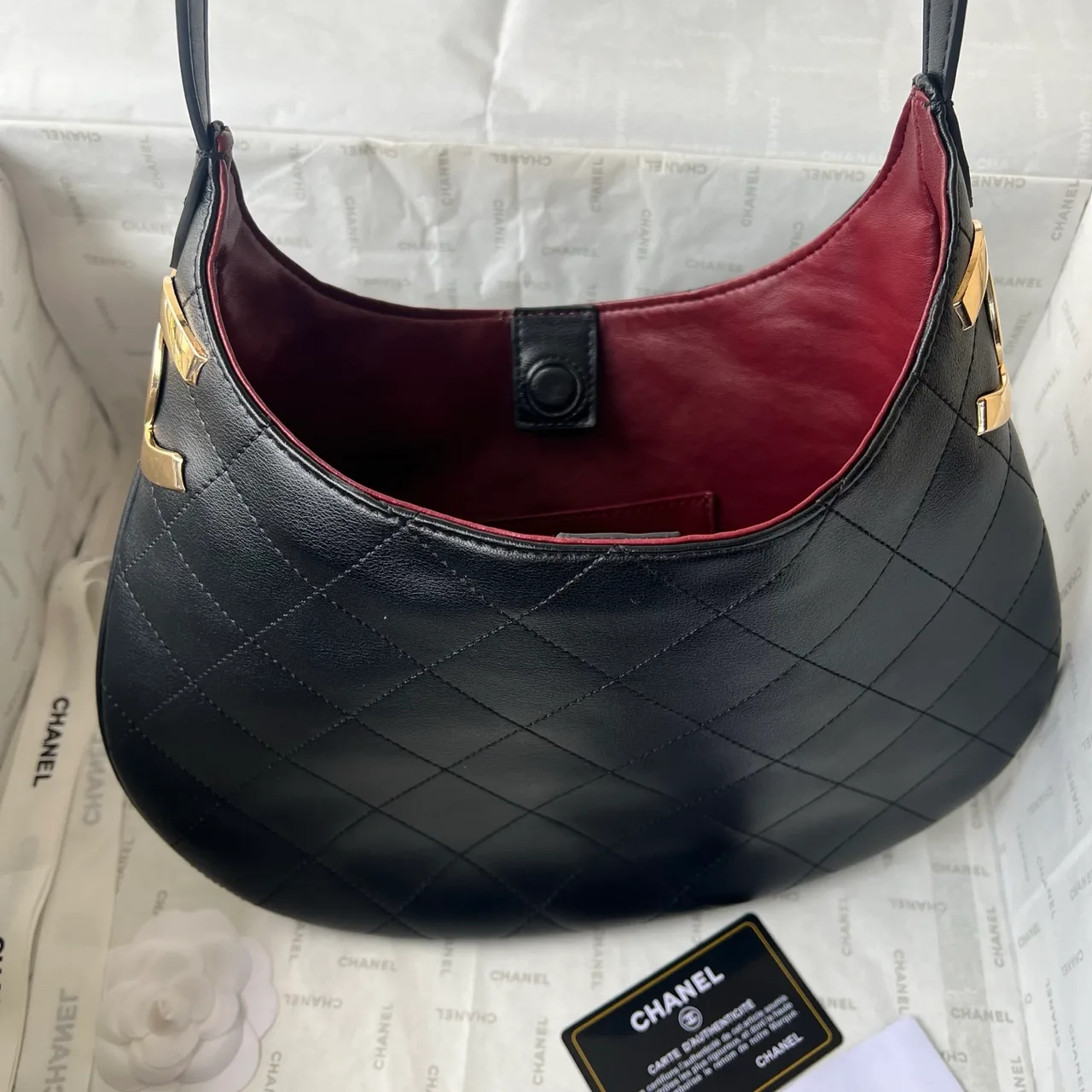 Chanel Quilted Hobo Bag in Black · view 7