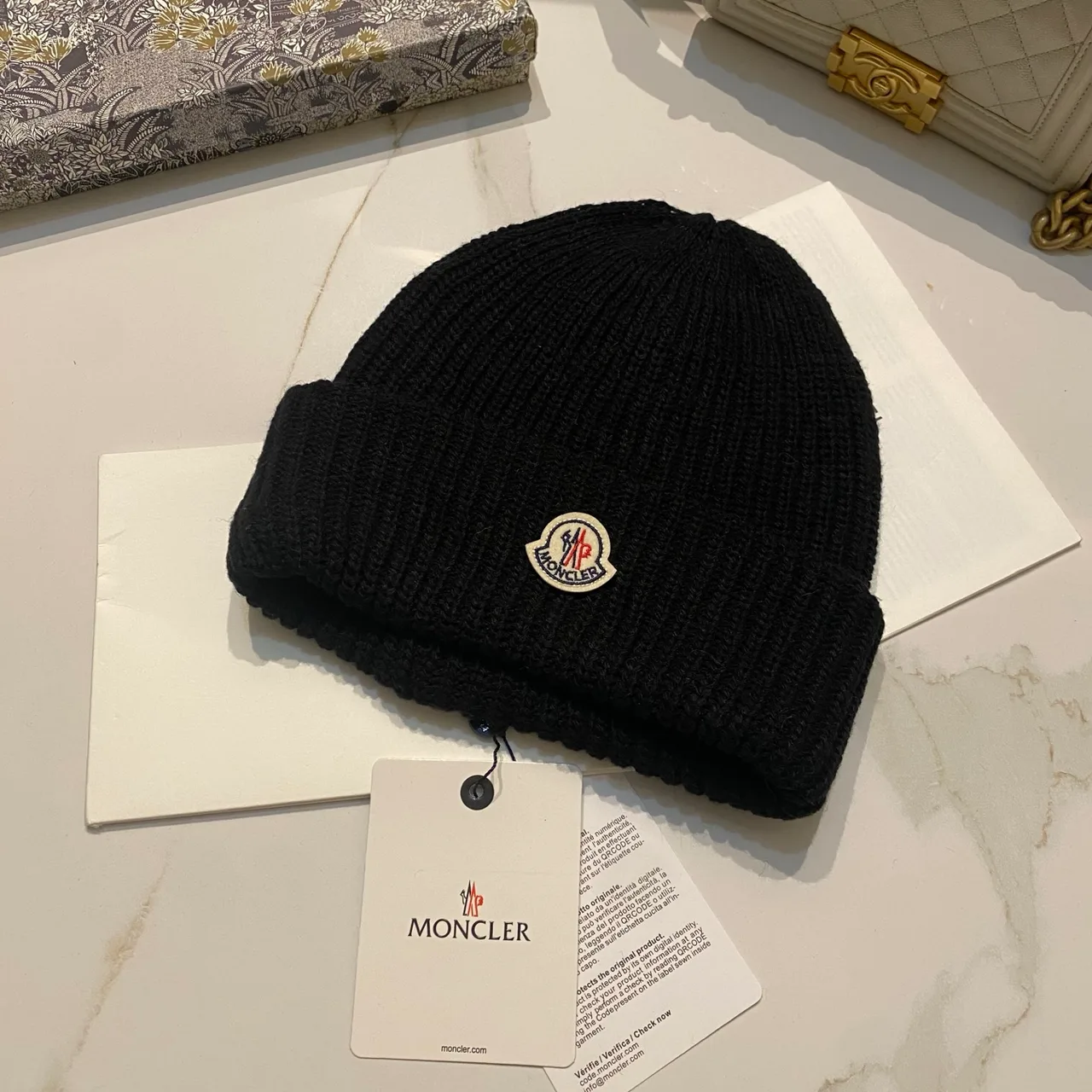 Moncler Beanie in Blue / Beige / Grey / Black / Brown / Burgundy · view 5