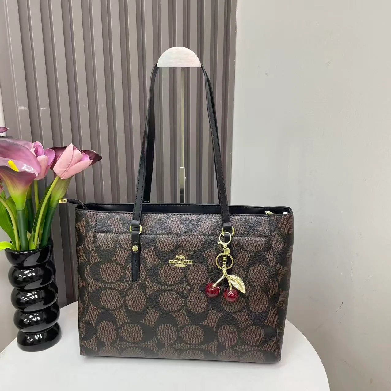 Coach Zip Tote in Black & Brown & Beige & Cream & Pink & White · view 2