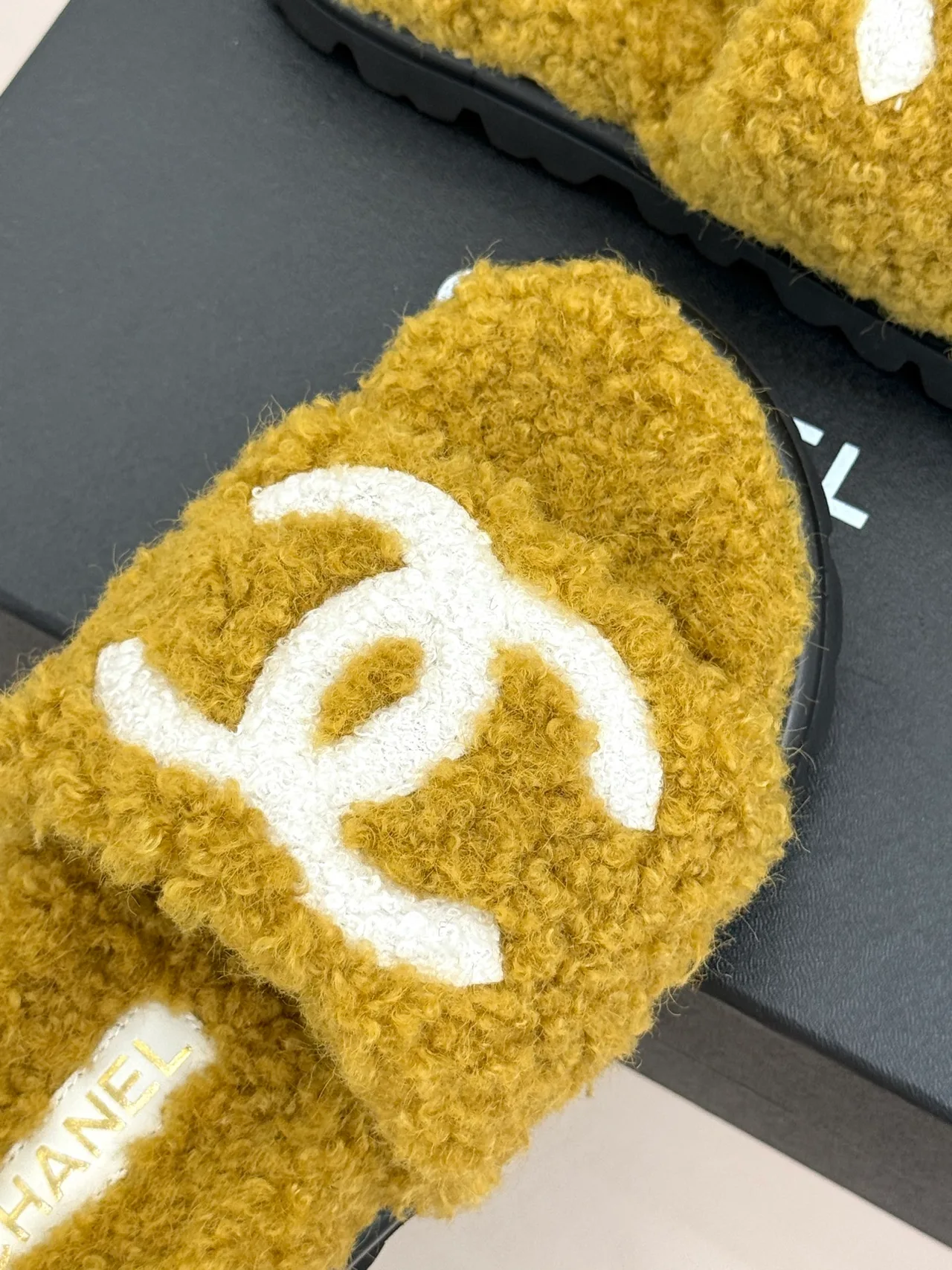 Chanel Denim Slippers in Yellow · view 7