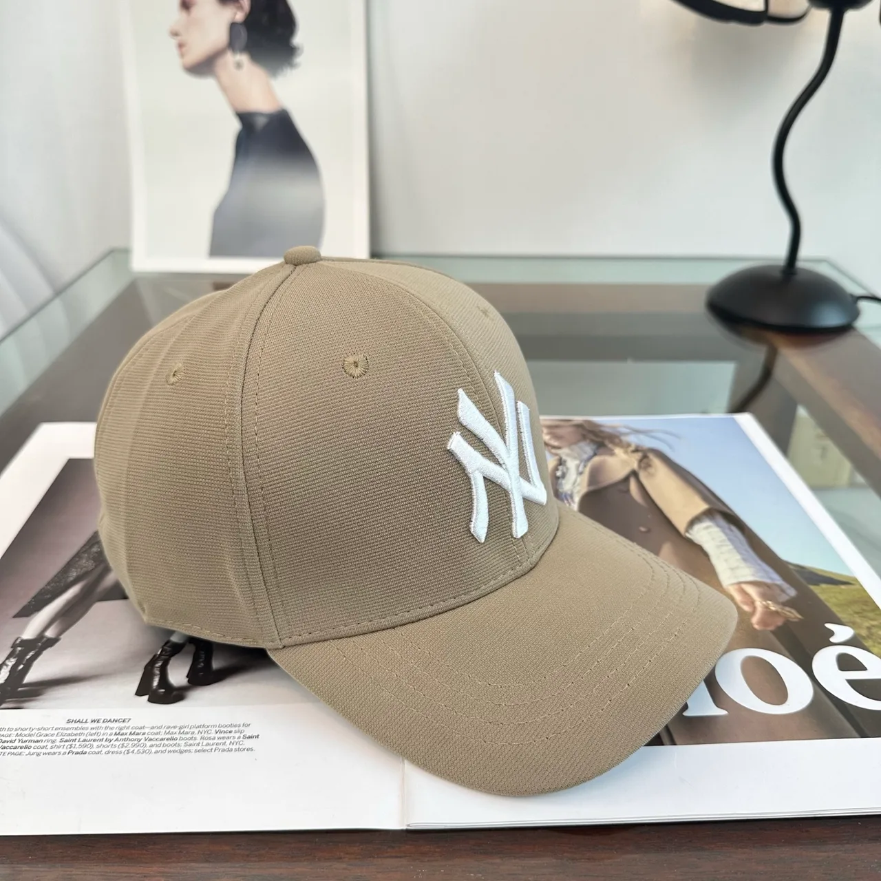 New Era Embroidered Baseball Cap in Tan · view 2