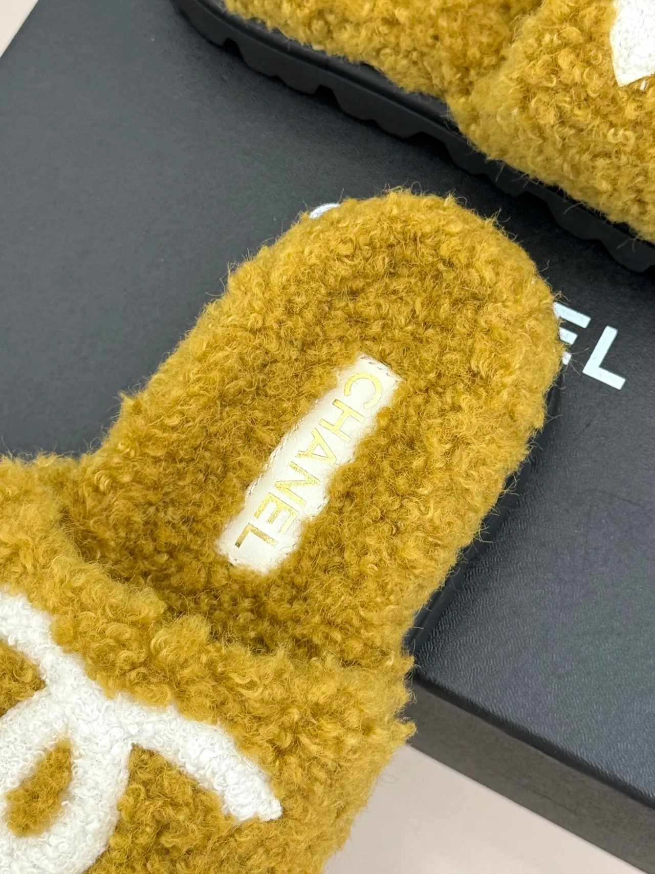 Chanel Denim Slippers in Yellow · view 8