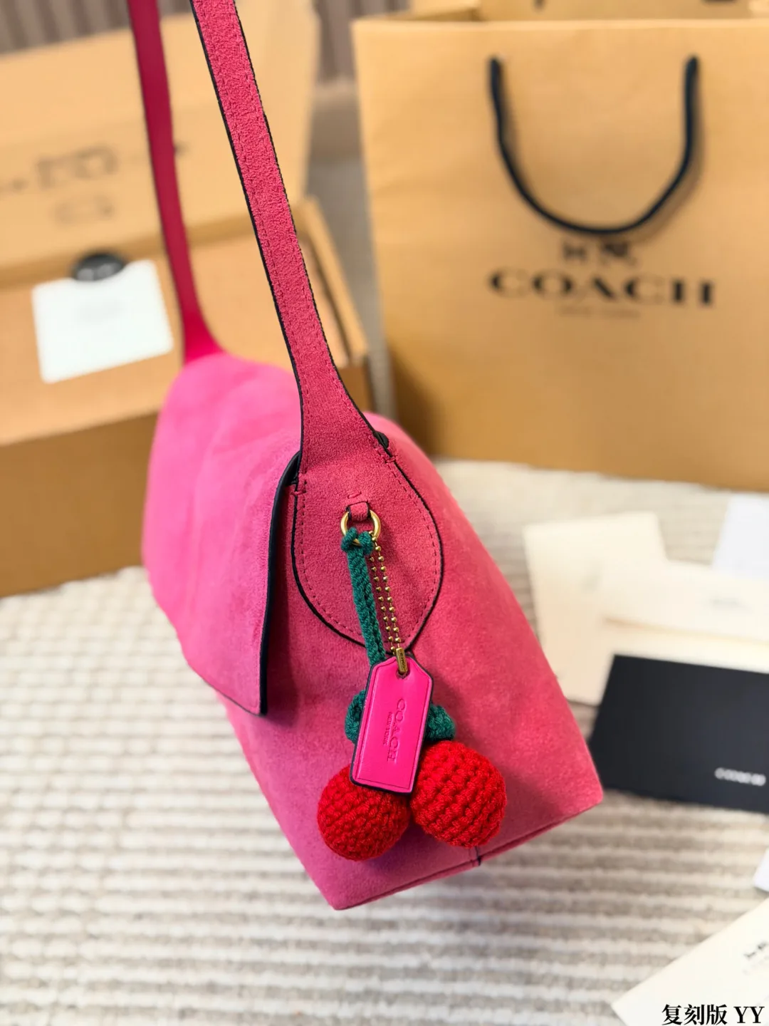 Coach Suede Clutch in Pink · view 5