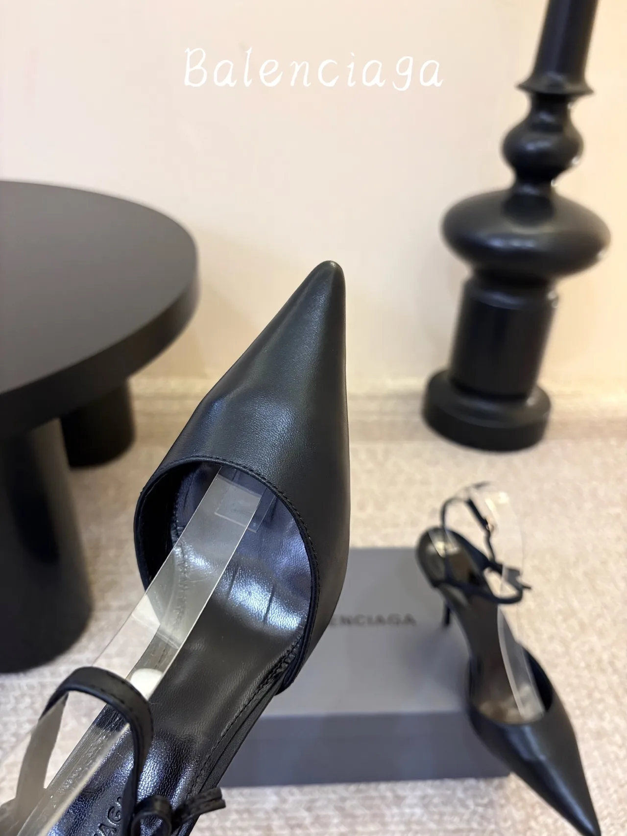 Balenciaga Glossy Pointed-Toe Ankle Strap Pumps in Black · view 7