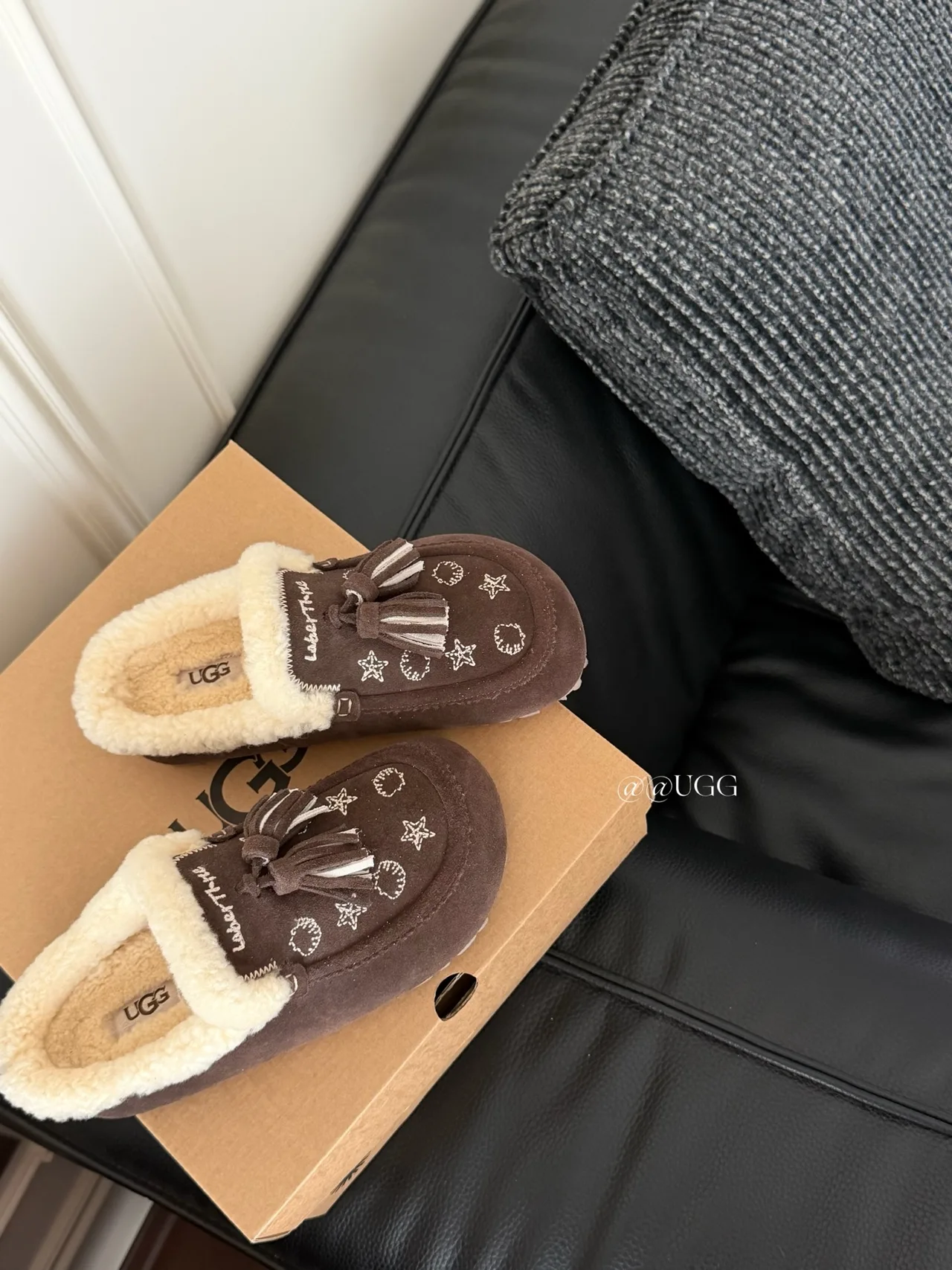 UGG Cowhide Slippers in Brown · view 2