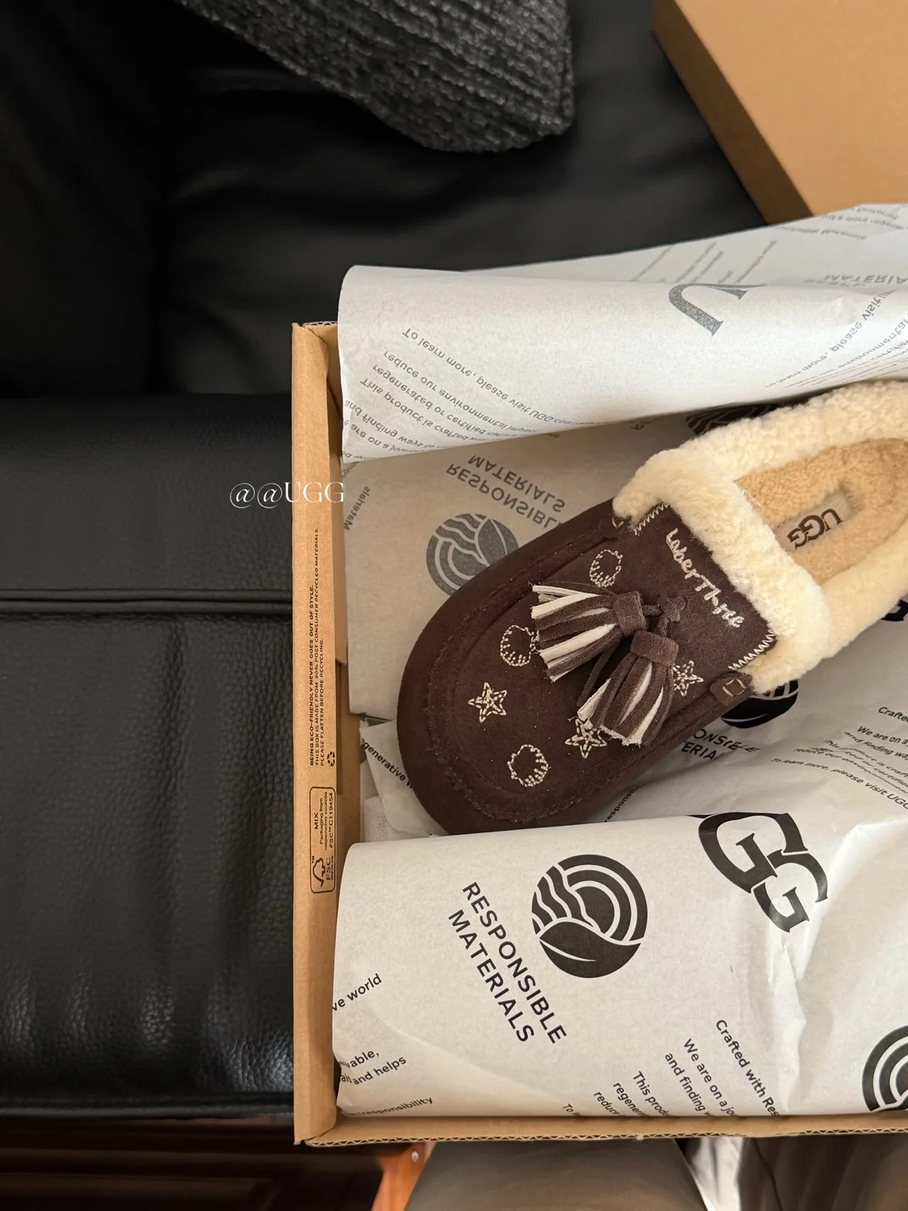 UGG Cowhide Slippers in Brown · view 5