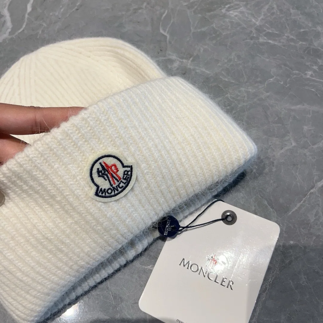 Moncler Beanie in White & Black · view 6