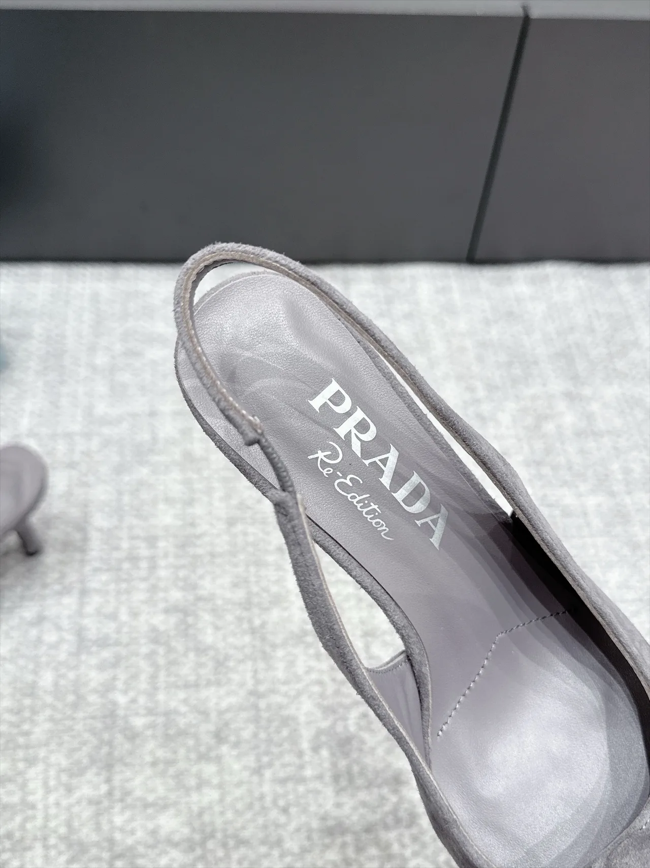 Prada Pointed Slingback Pumps in Grey · view 8