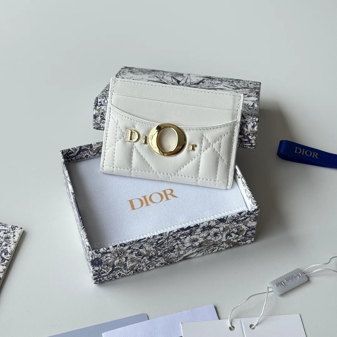 Dior Lambskin Quilted Cardholder in White · view 2