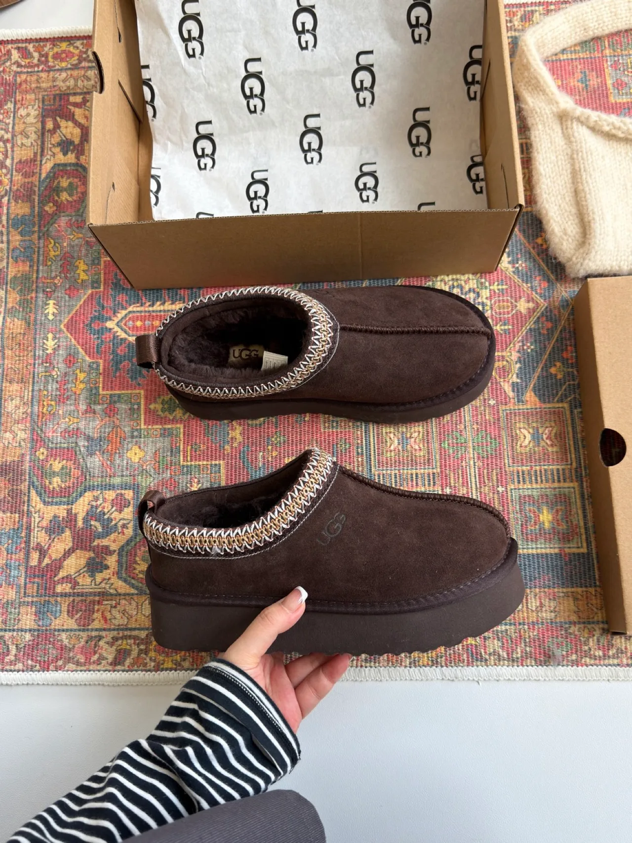UGG Woven Suede-Look Slippers in Brown · view 4