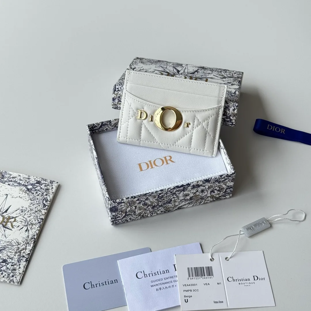 Dior Lambskin Quilted Cardholder in White · view 1