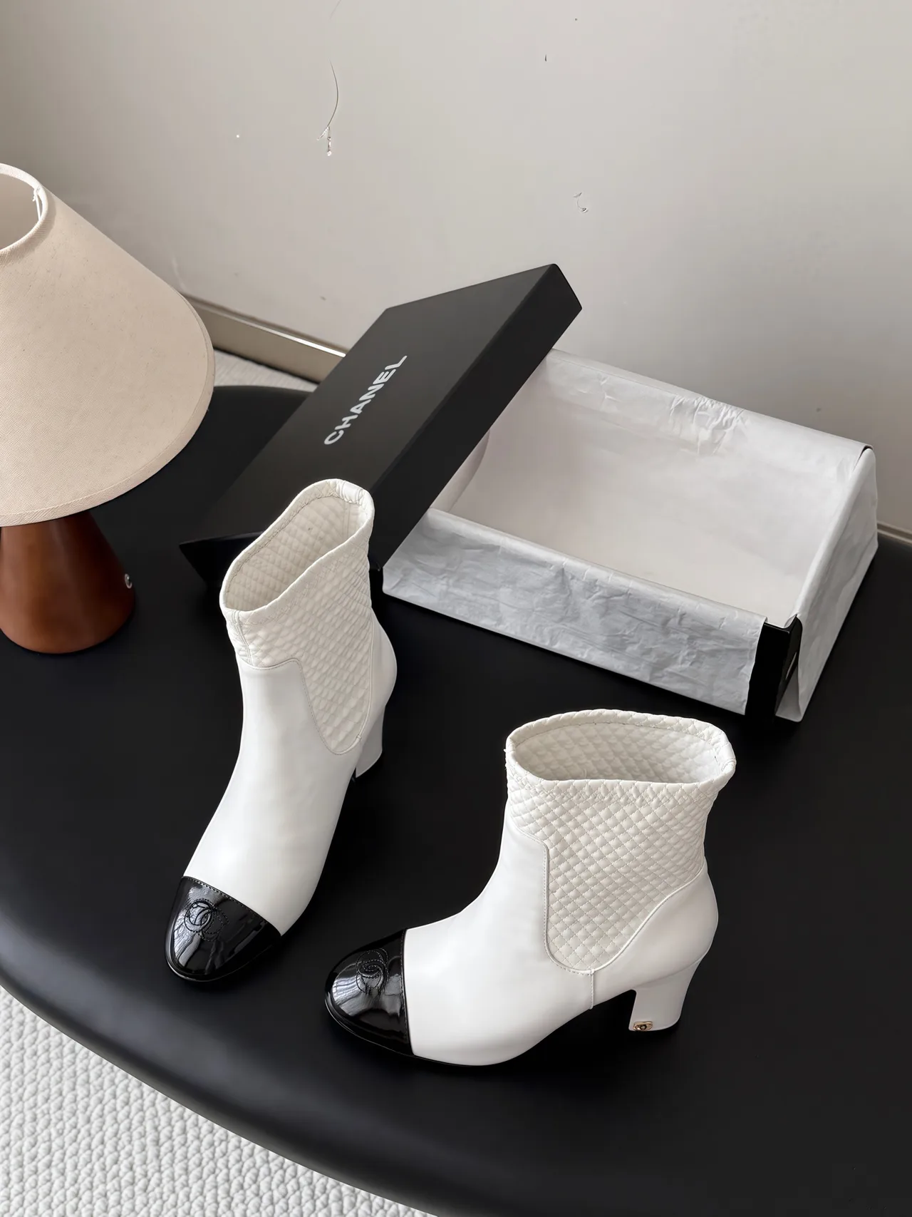 Chanel Cowhide Ankle Boots in White · view 5