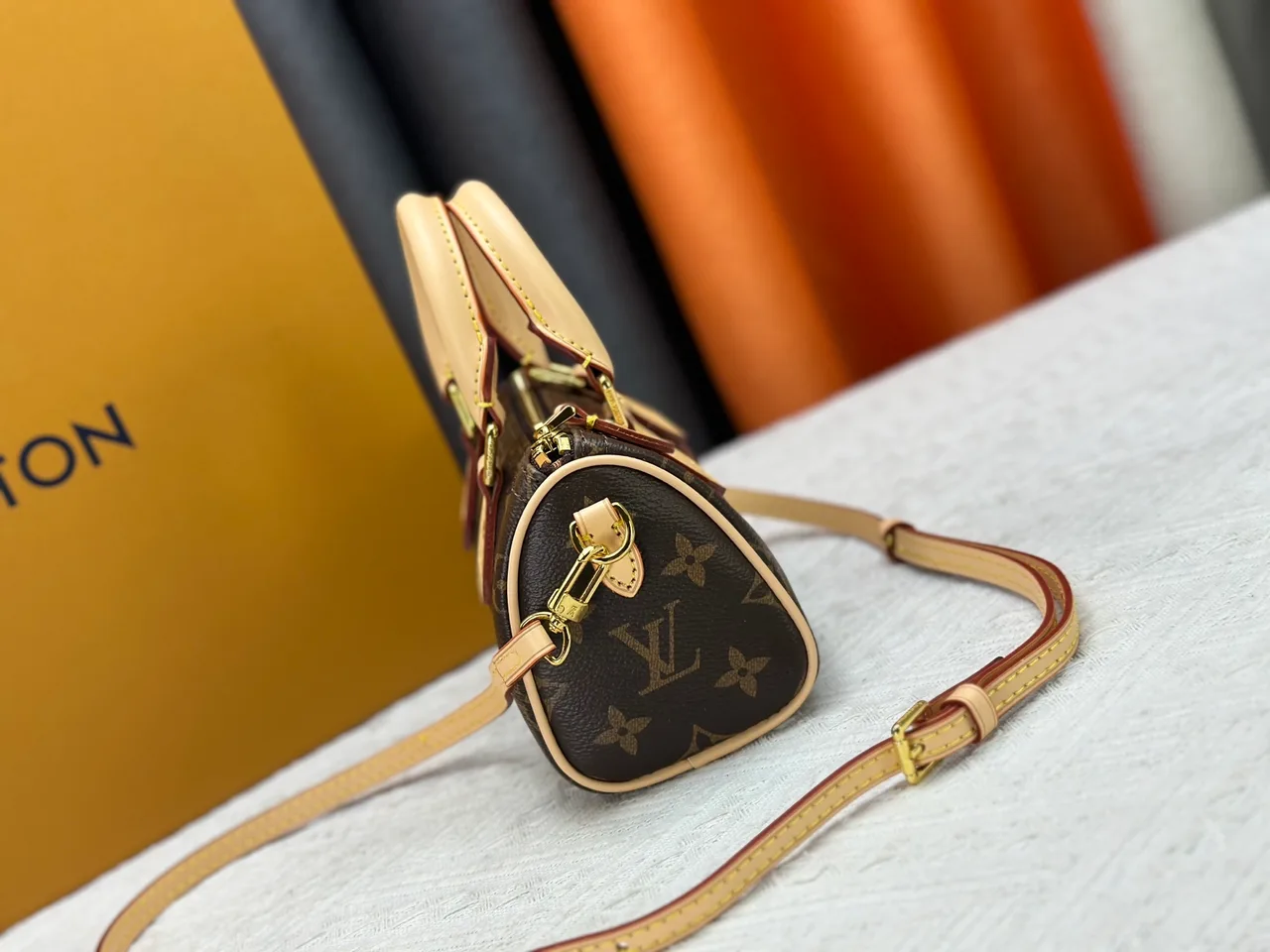 Louis Vuitton Leather Nano Speedy Handbag in Brown · view 4