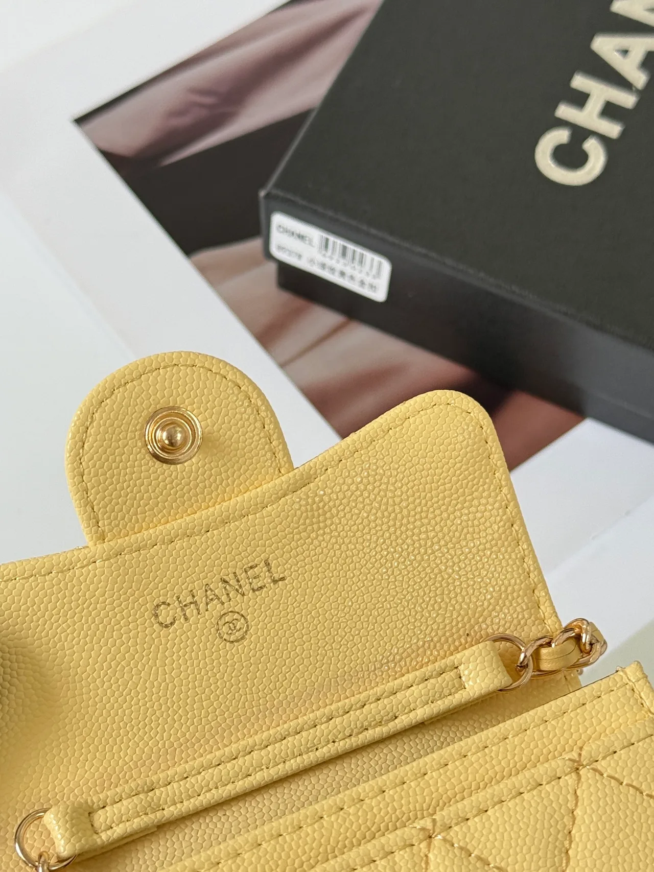 Chanel Quilted Handbag in Yellow · view 5