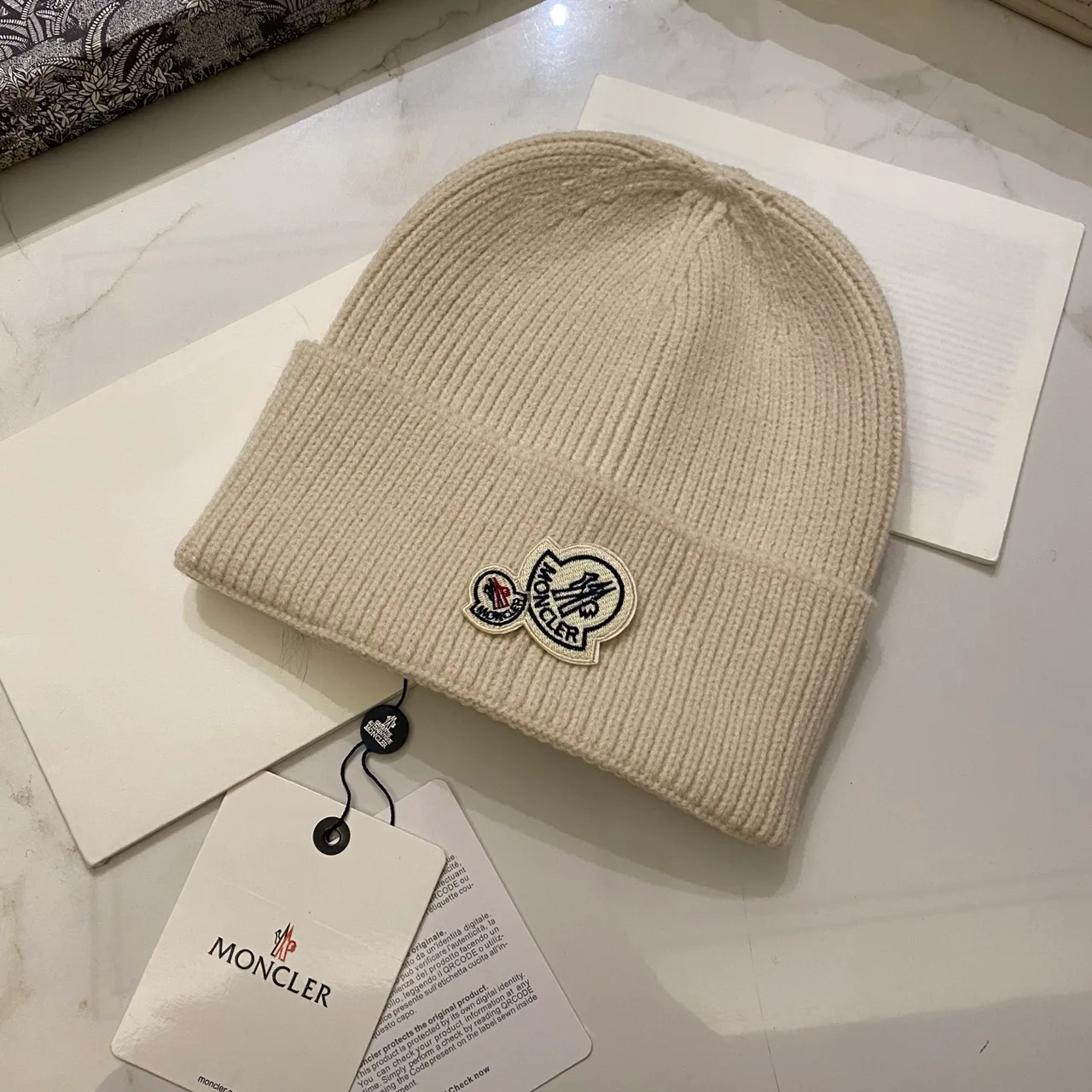 Moncler Beanie in Black & White & Grey & Beige & Brown & Blue & Pink & Burgundy & Orange & Yellow & Red · view 5