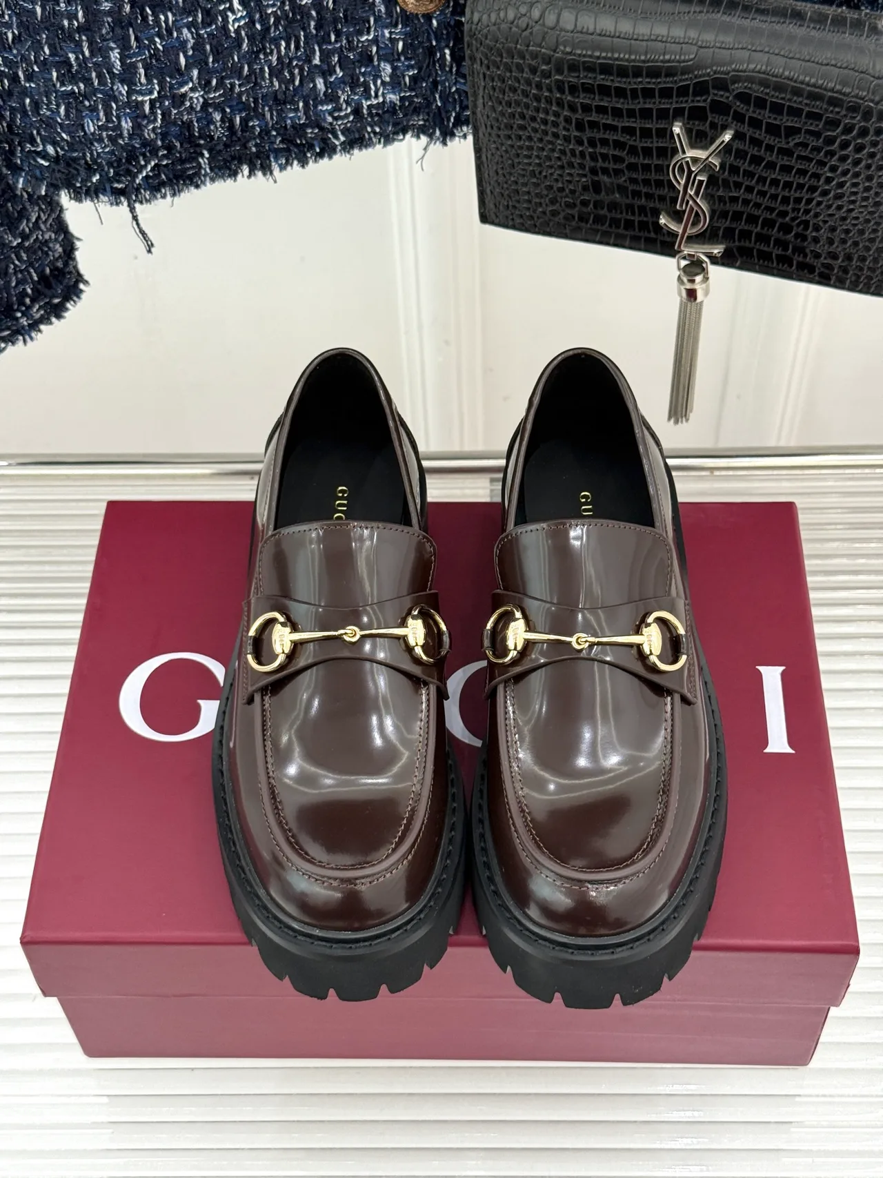 Gucci Horsebit Lug Loafers in Brown · view 4
