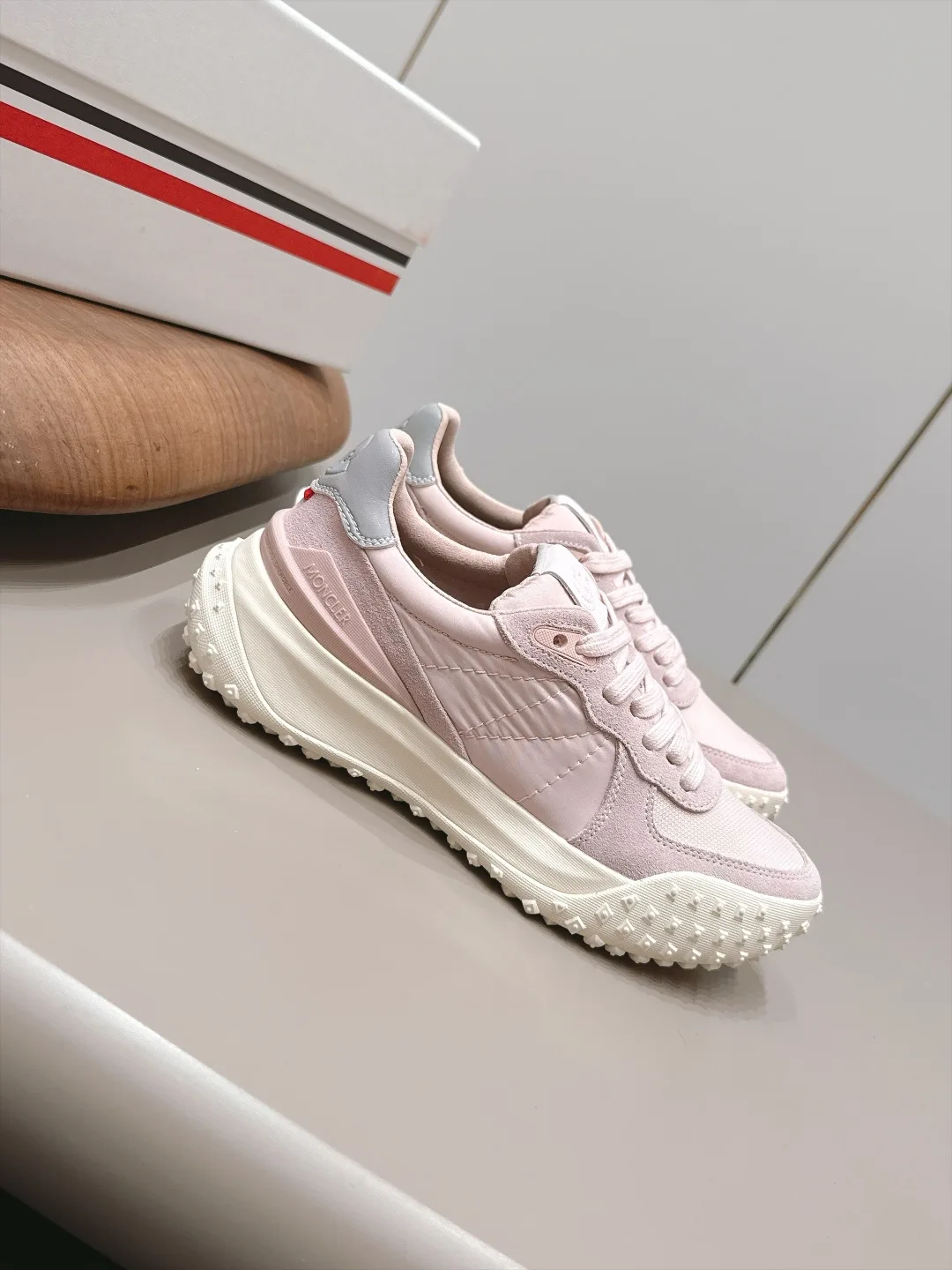 Moncler Suede Sneakers in Pink · view 2