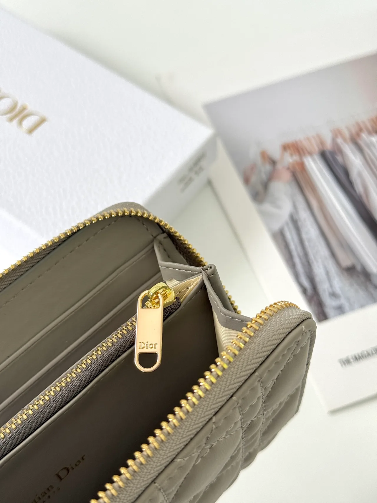 Dior Lambskin Quilted Wallet in Grey · view 6