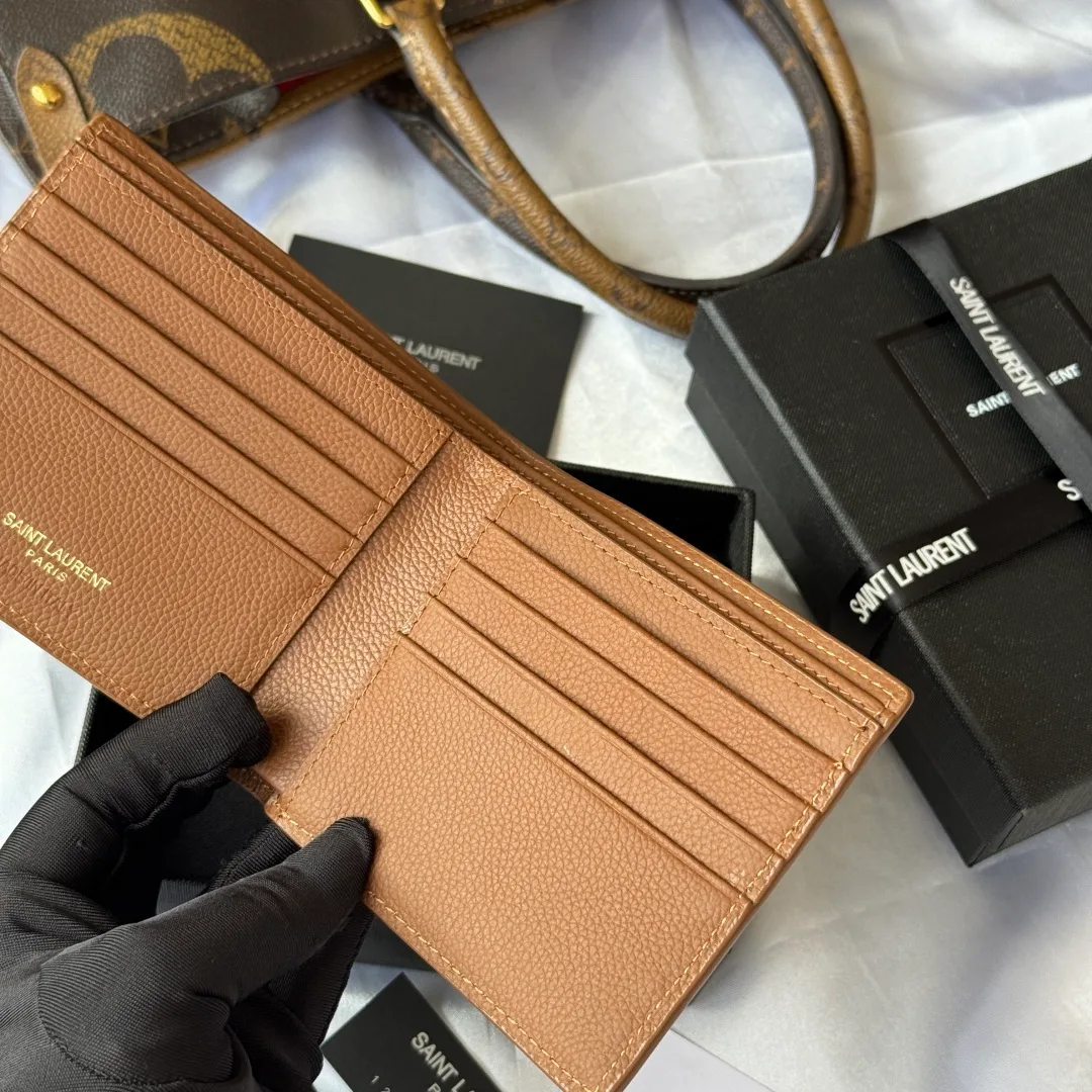 Saint Laurent Bifold Wallet in Tan · view 8