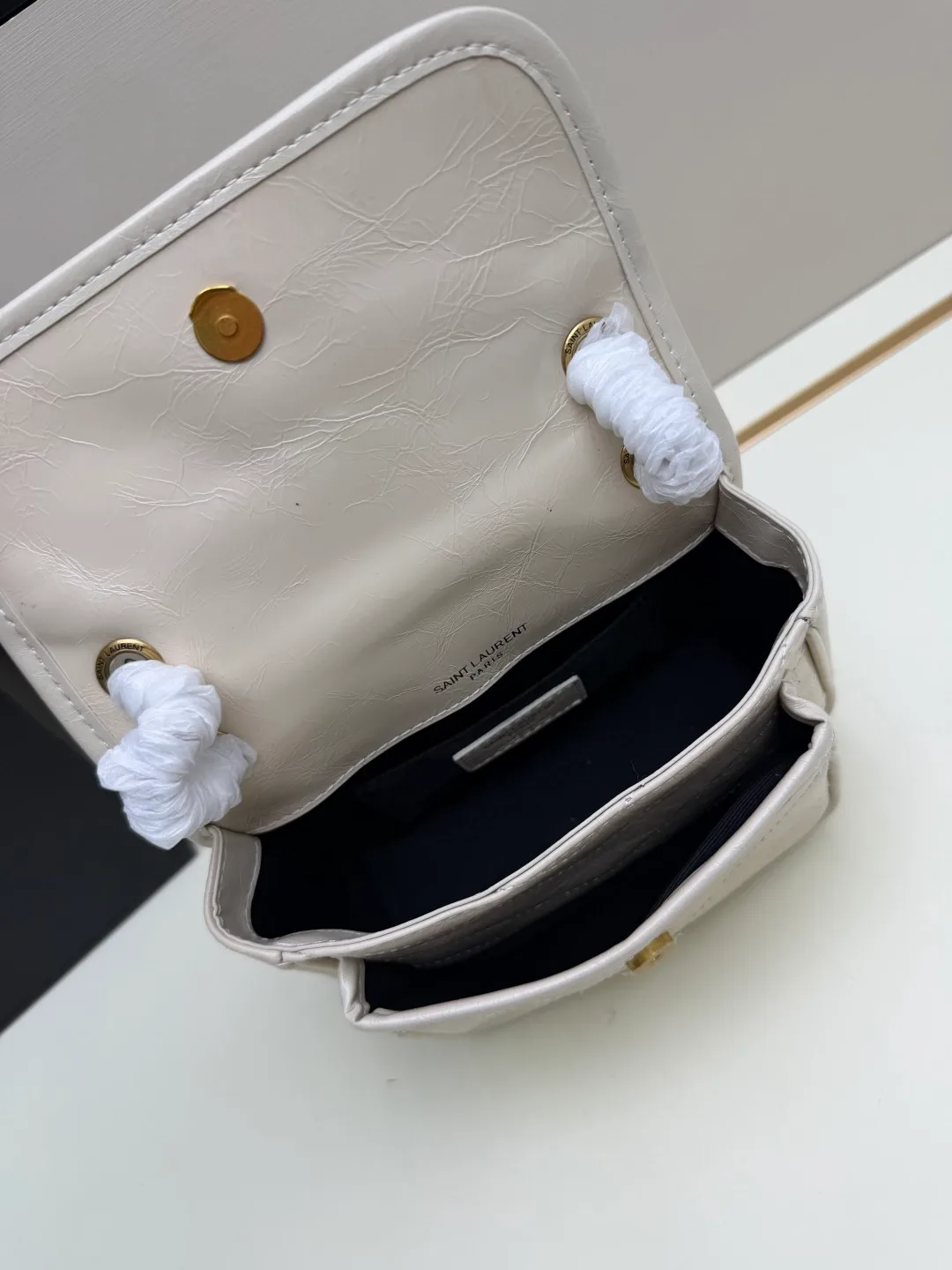 Saint Laurent Sheepskin Shoulder Bag in Beige · view 7