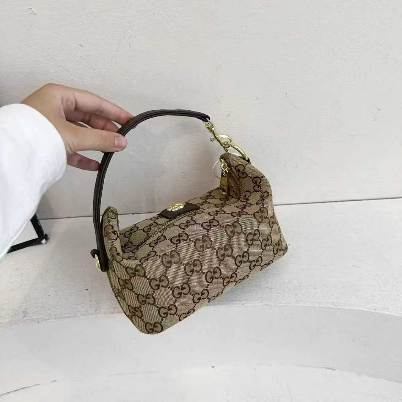 Gucci Web Shoulder Bag in Black & Beige · view 2