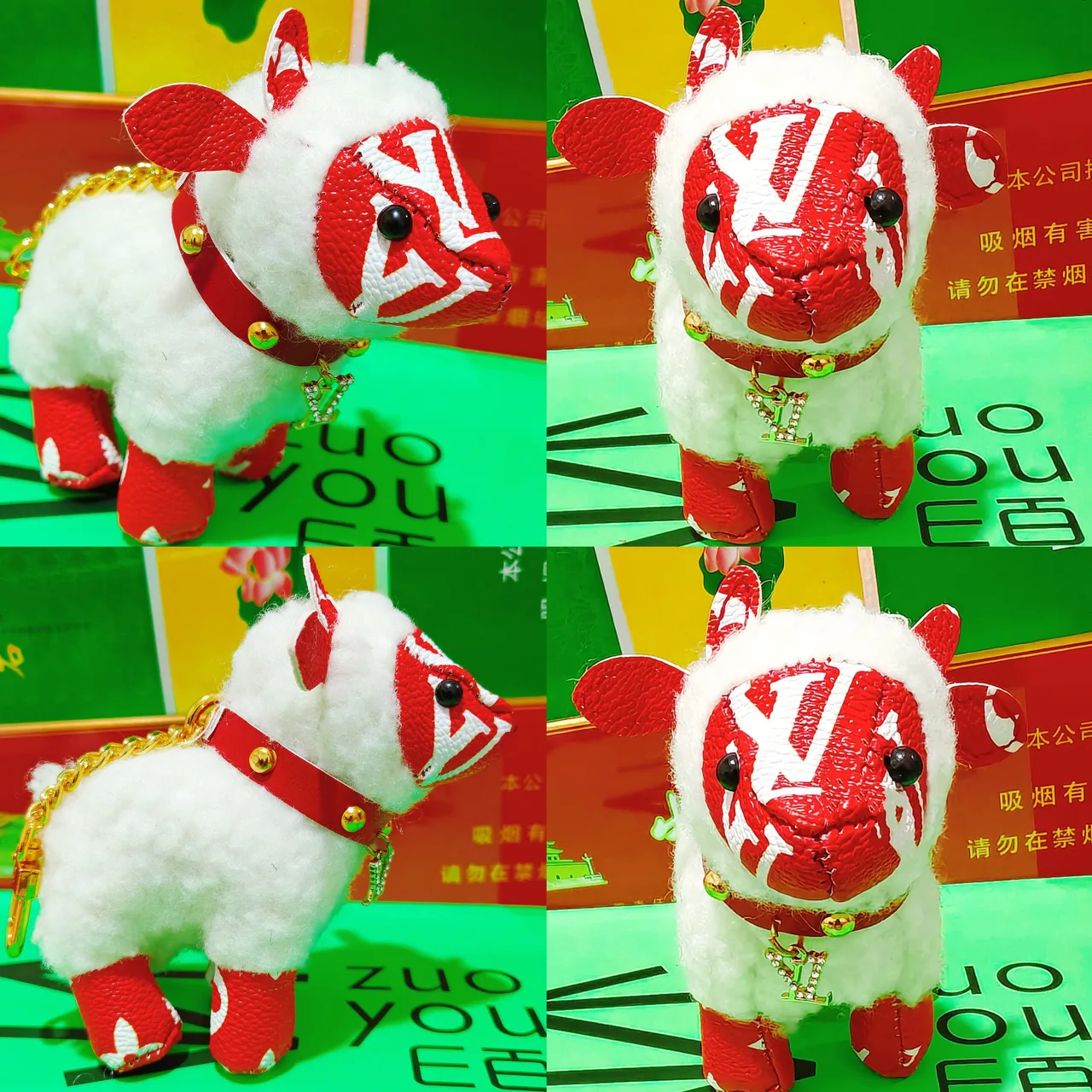 Louis Vuitton White Fleece Sheep Key Charm in White · view 5