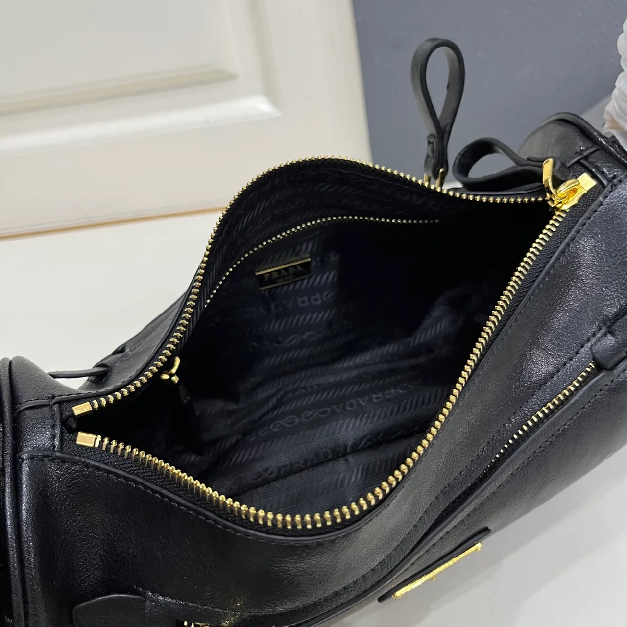 Prada Leather Shoulder Bag in Black · view 8
