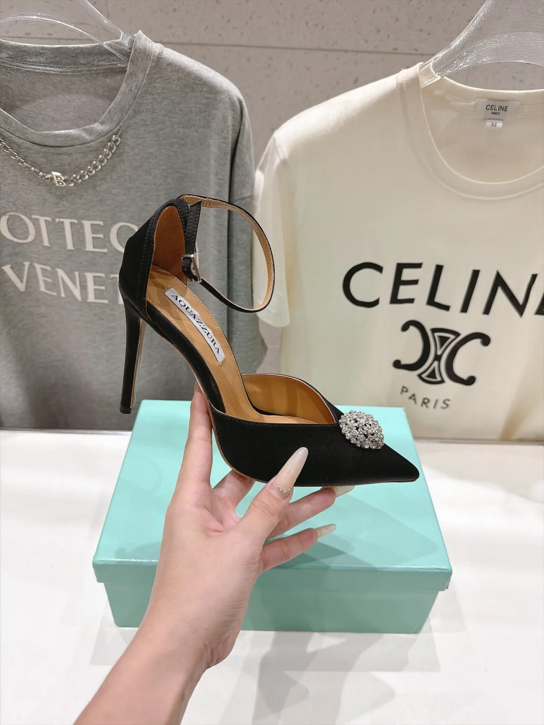 Aquazzura Silk Pointed Slingback Pumps in Black · view 5