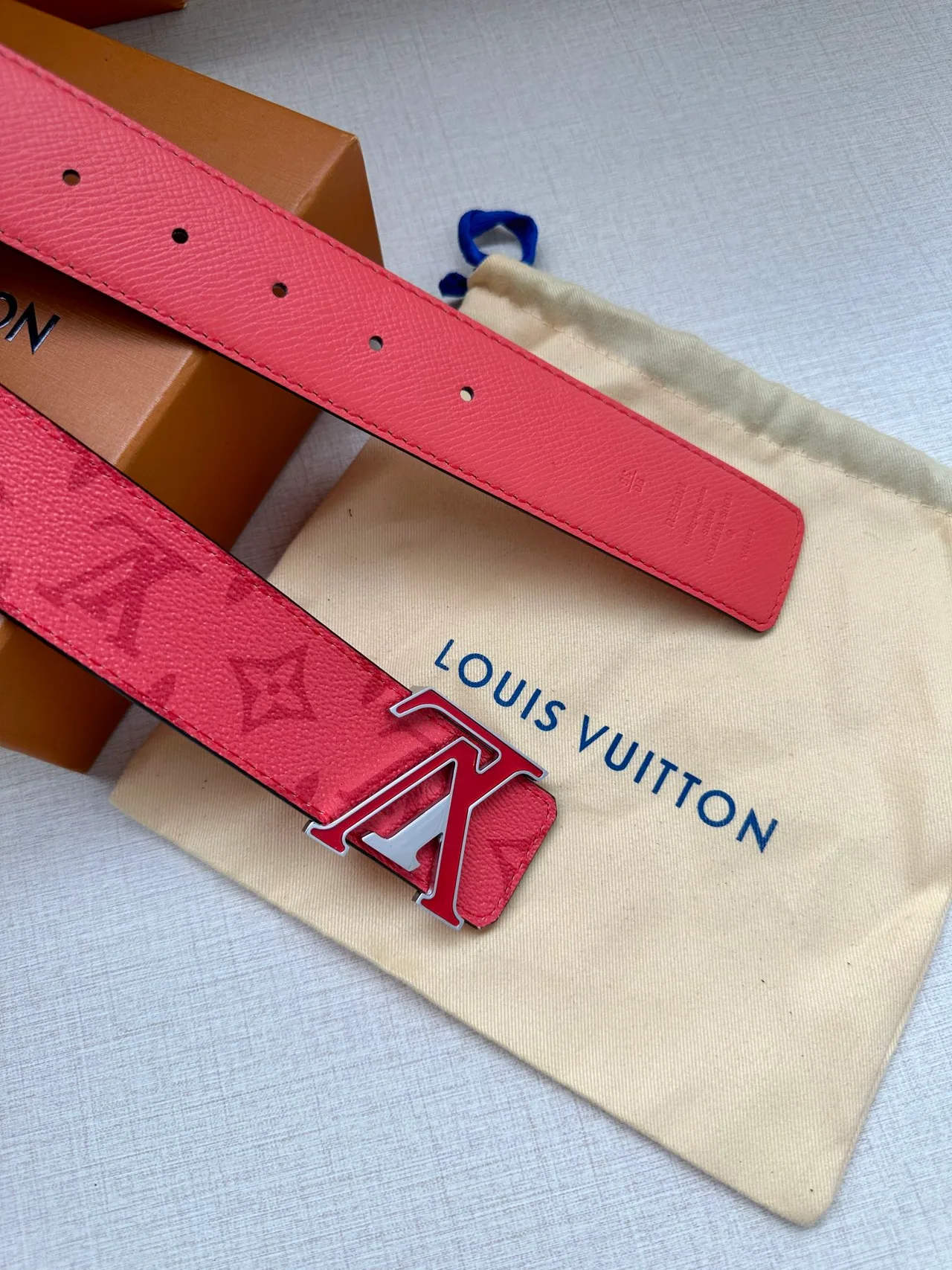 Louis Vuitton Canvas Smooth Belt in Red · view 7