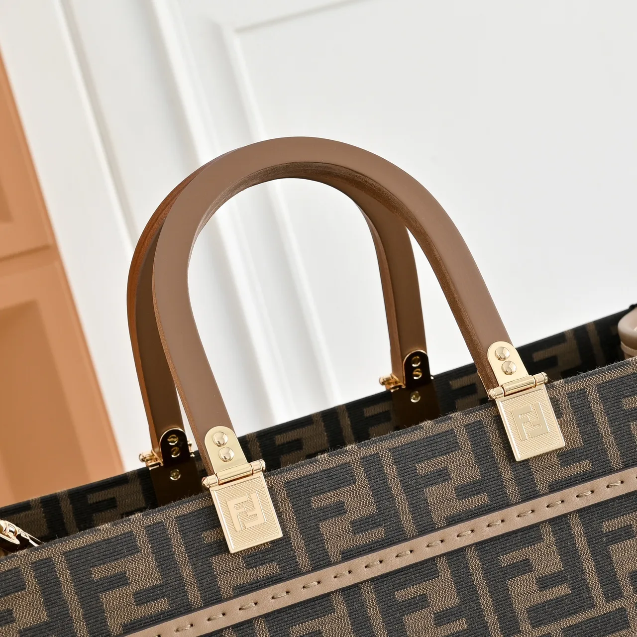 Fendi FF Monogram Logo-Letter Top-Handle Tote in Brown · view 4