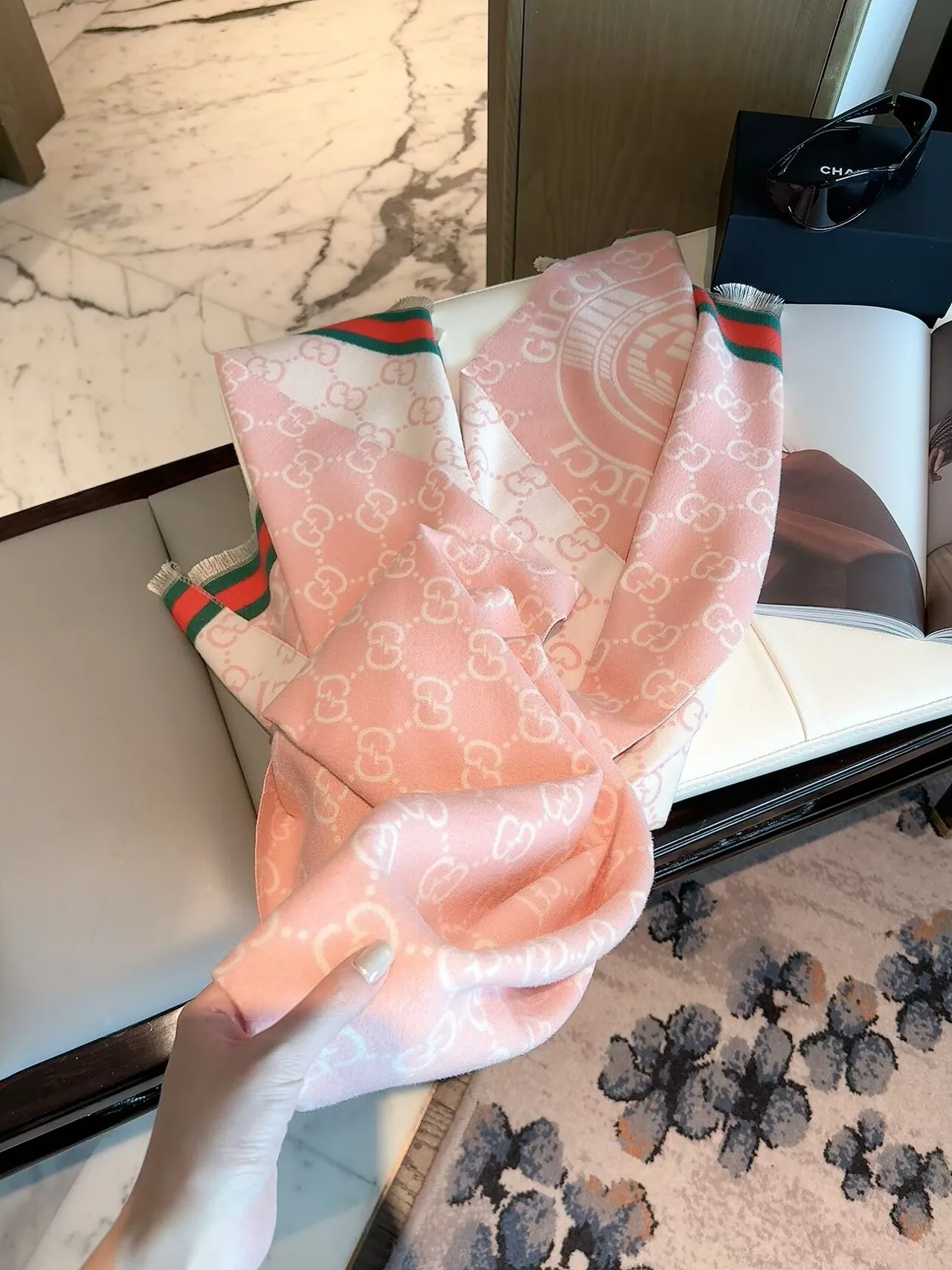 Gucci GG Scarf in Pink & Blue · view 1