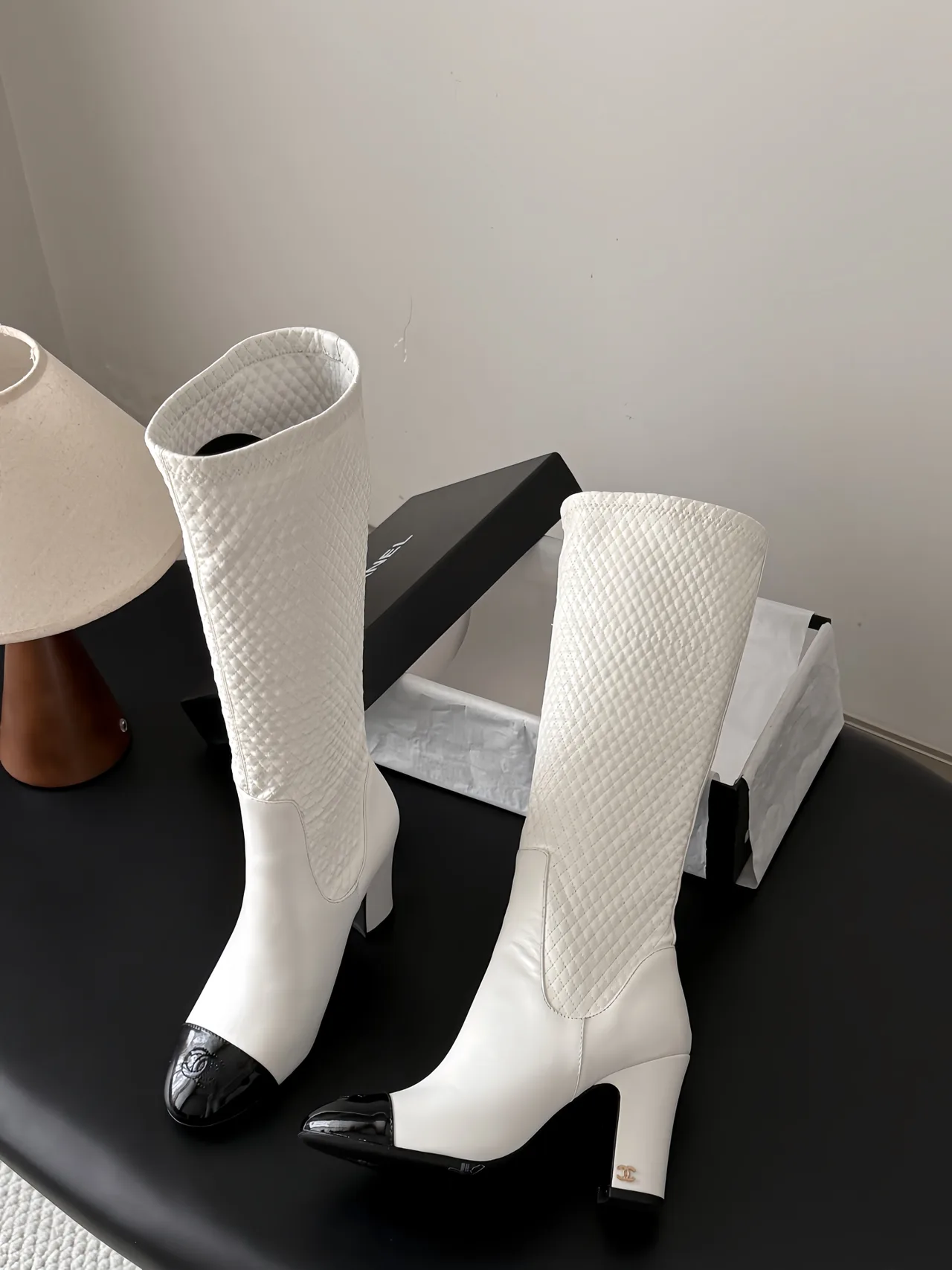 Chanel Cowhide Boots in White · view 4