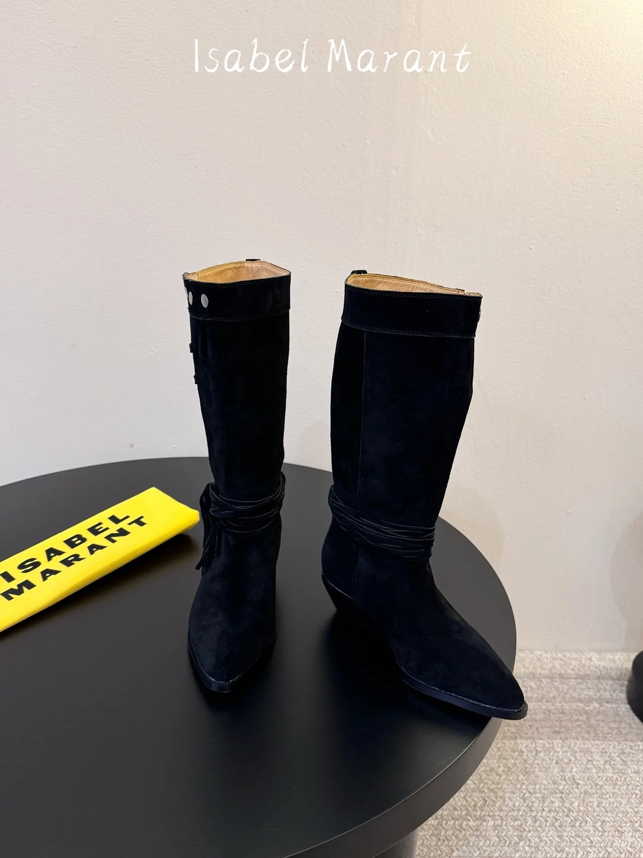Isabel Marant Suede Suede-Look Pointed-Toe Knee-High Boots in Black · view 4