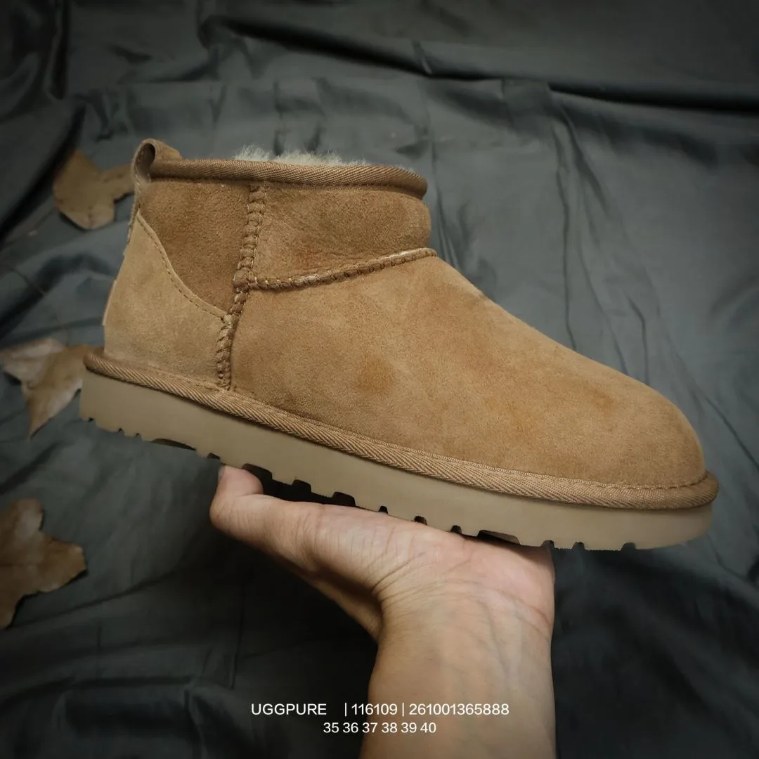 UGG Wool Suede-Look Round-Toe Ankle Boots in Brown · view 1