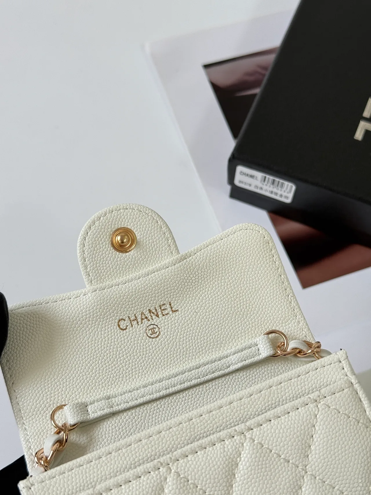 Chanel Quilted Wallet in White · view 5