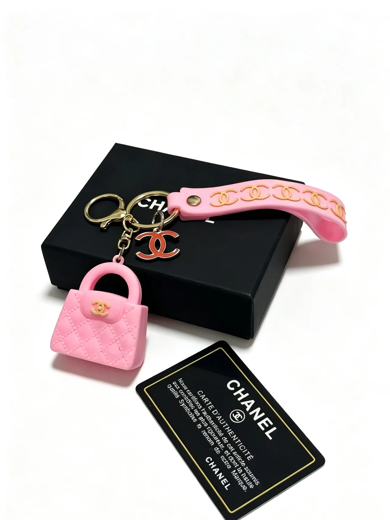 Chanel Mini Bag Keychain in Pink · view 1