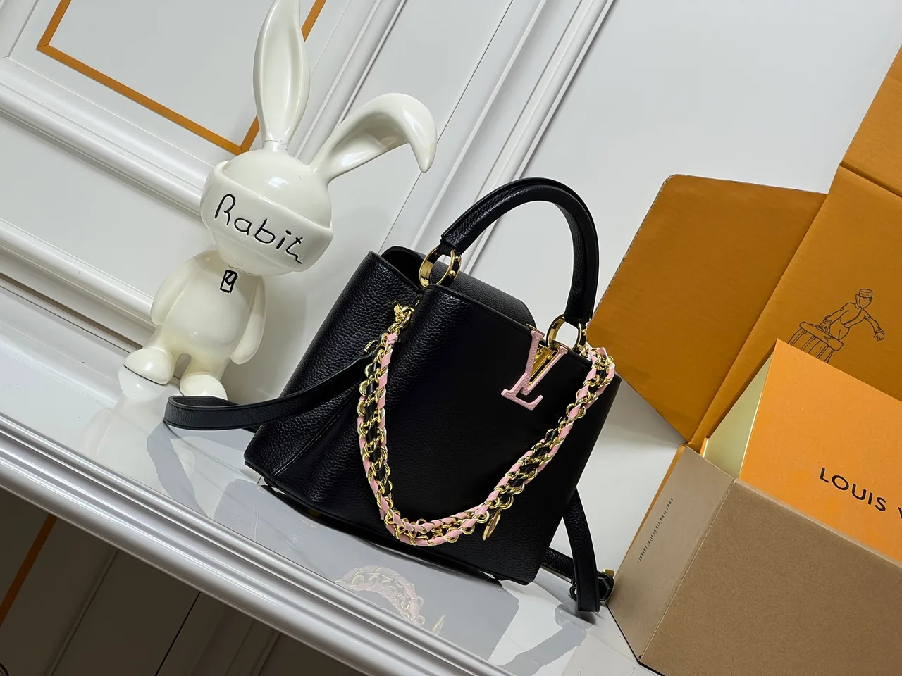 Louis Vuitton Cowhide Top-Handle Bag in Black · view 2