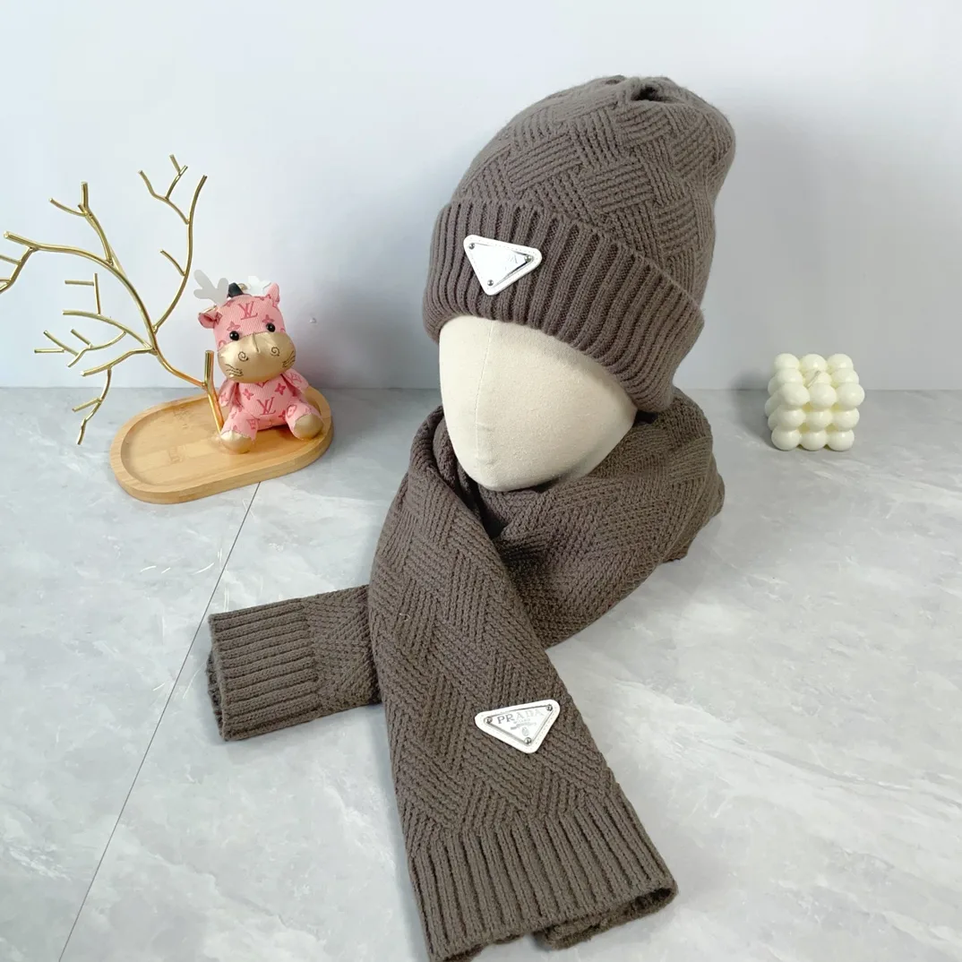 Prada Wool Hat and Scarf Set in Brown · view 2