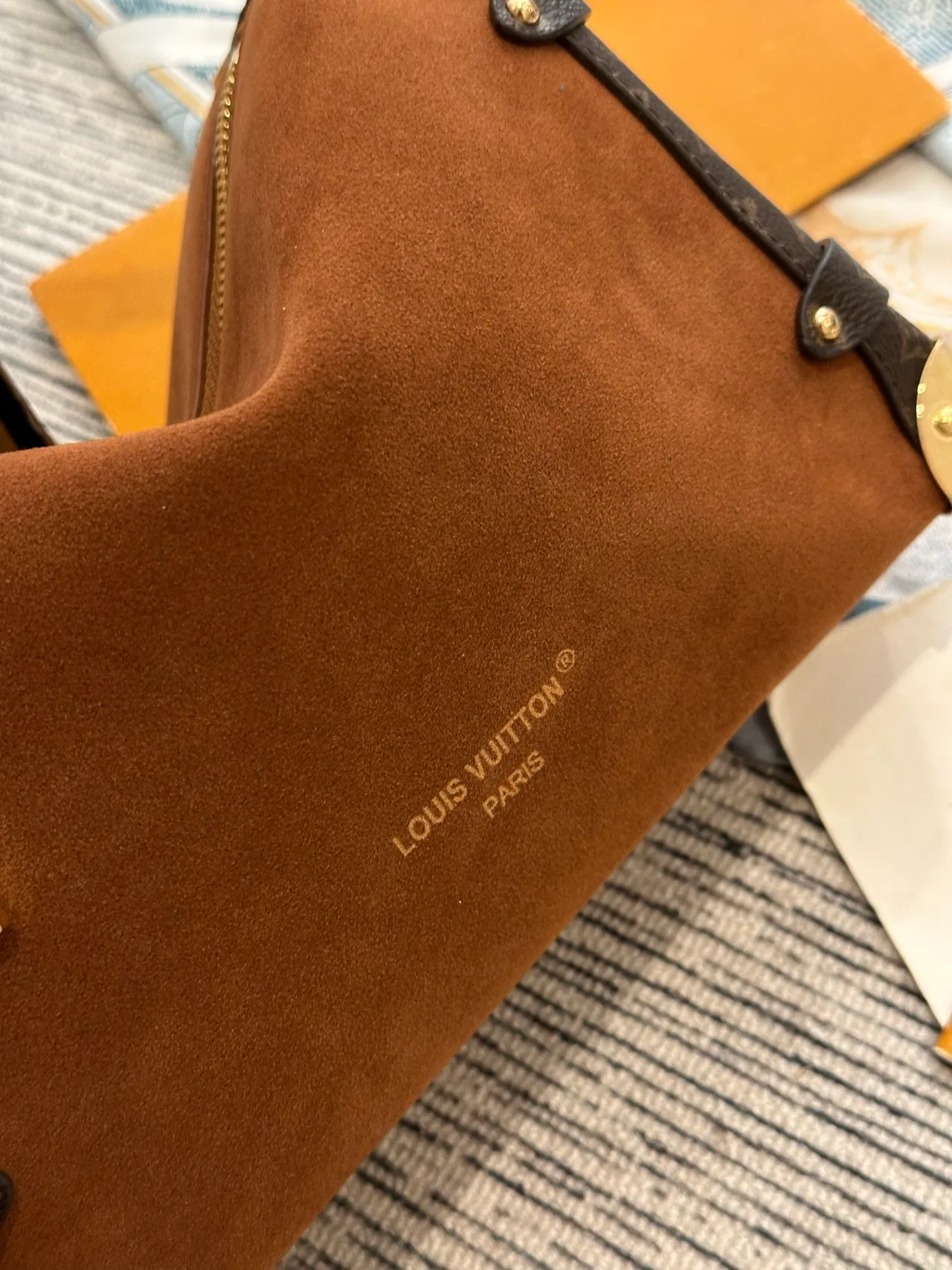 Louis Vuitton Suede Handbag in Brown · view 6