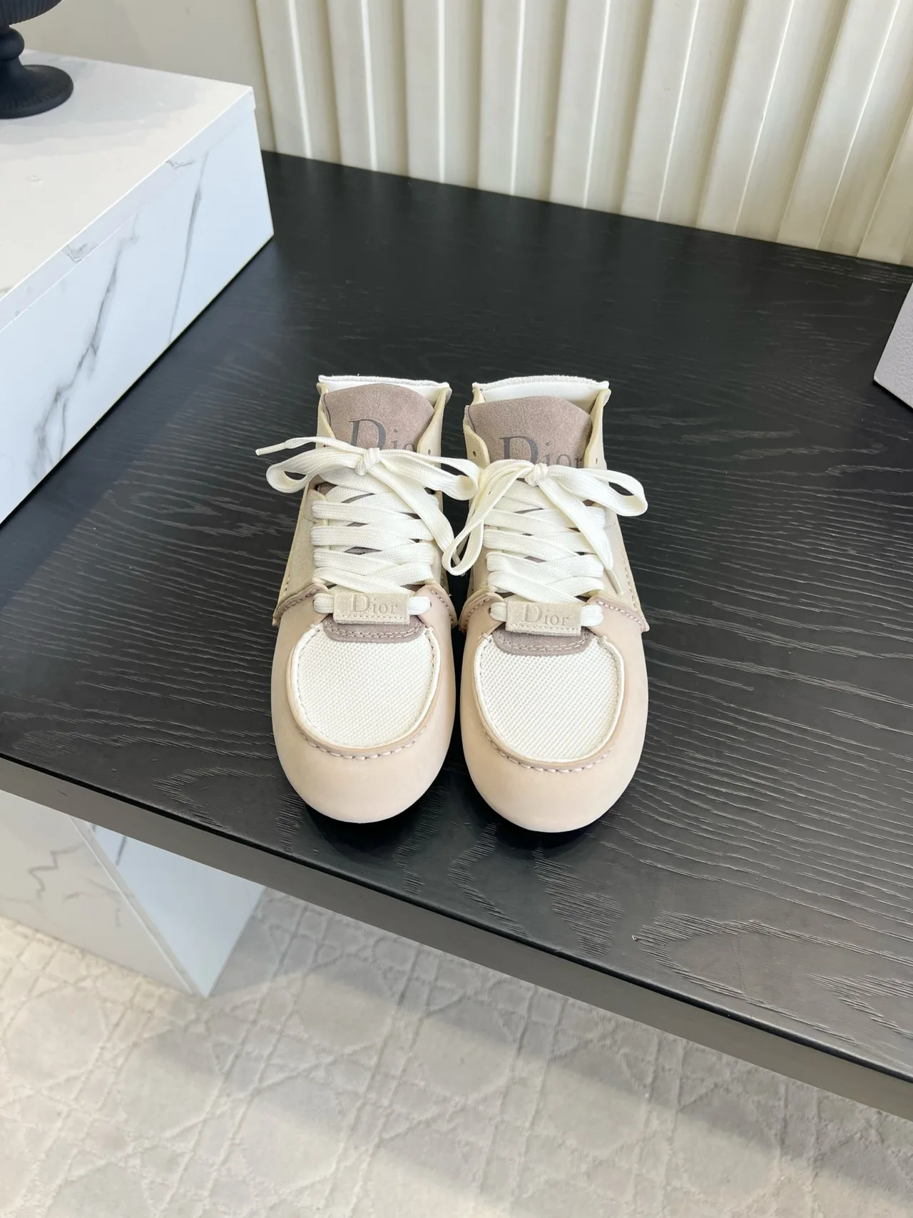 Dior Cowhide High-Top Sneakers in Beige · view 1