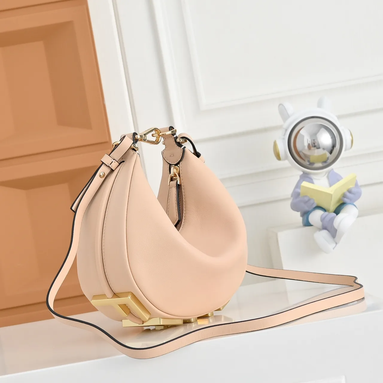 Fendi Crescent Shoulder Bag in Pink · view 3