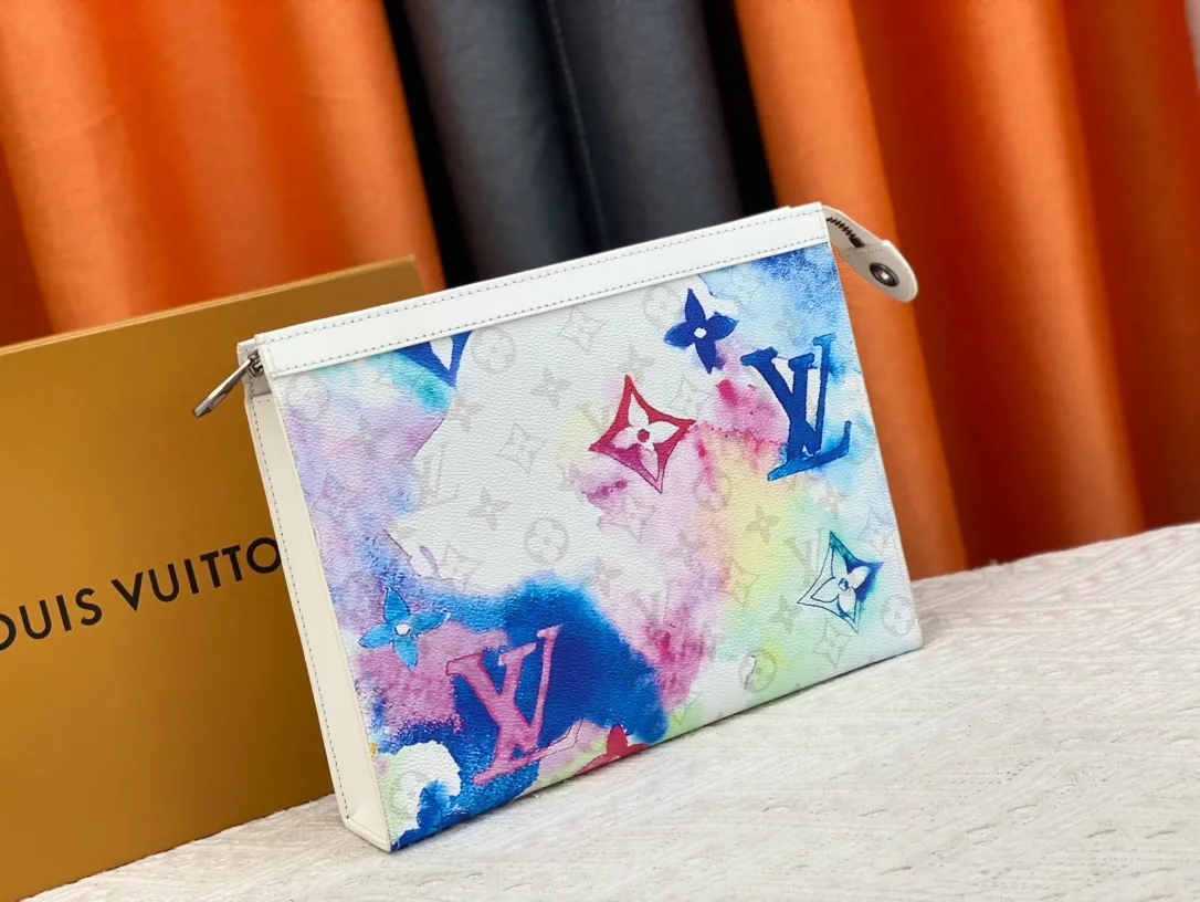 Louis Vuitton Cowhide Canvas Smooth Clutch in White · view 2