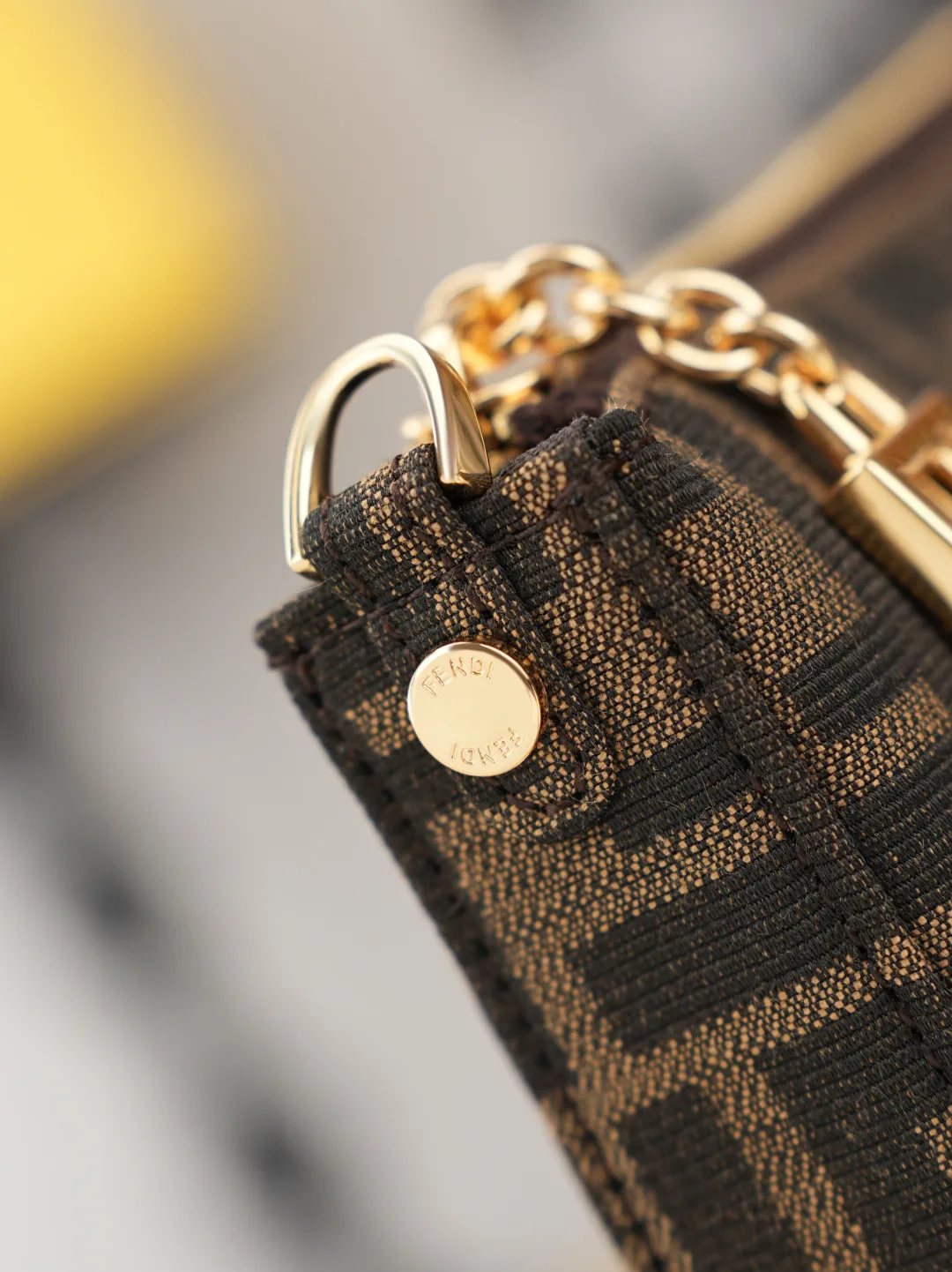 Fendi Baguette Denim Clutch in Brown · view 6