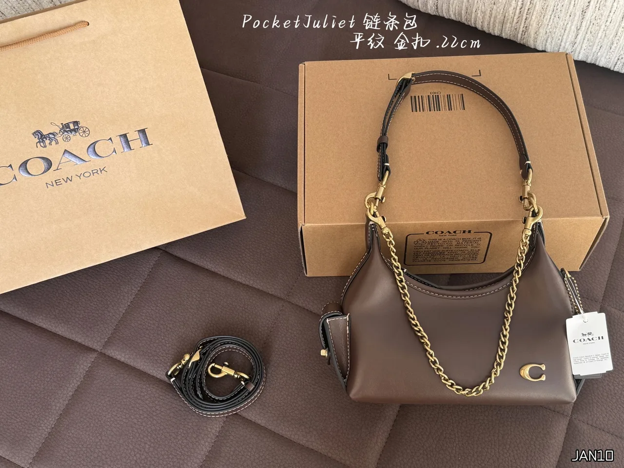 Coach Hobo Pocket Juliet Shoulder Bag in Brown & Grey · view 1