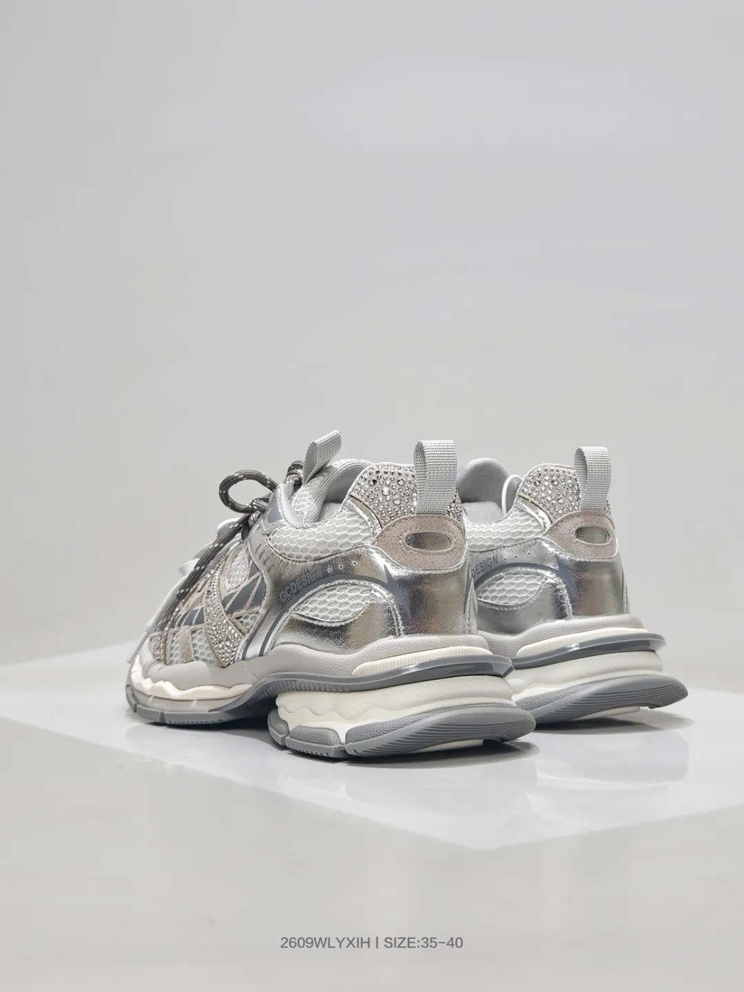 Balenciaga Glossy Bow Sneakers in Silver · view 2