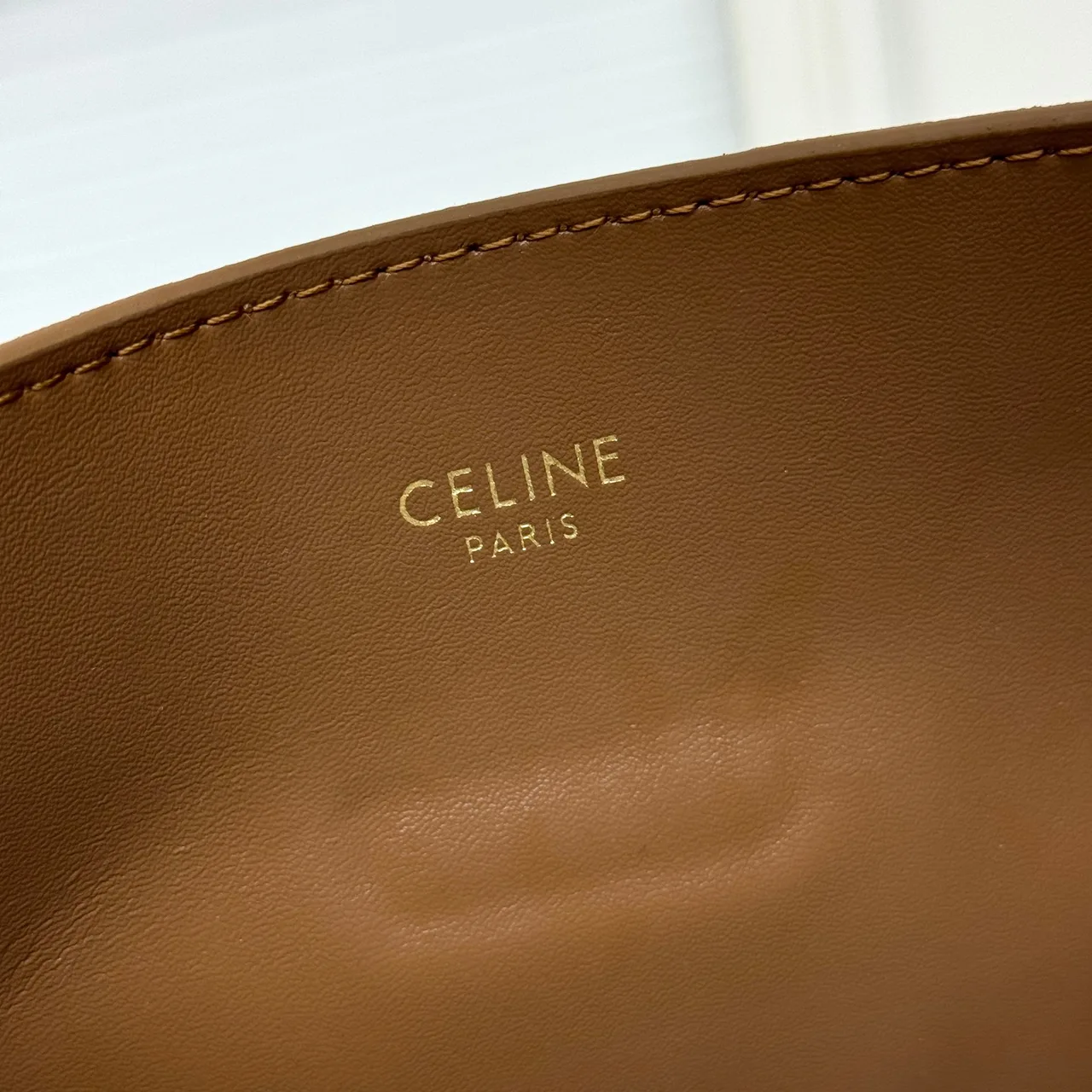 Celine Cowhide Bucket Bag in Tan · view 8