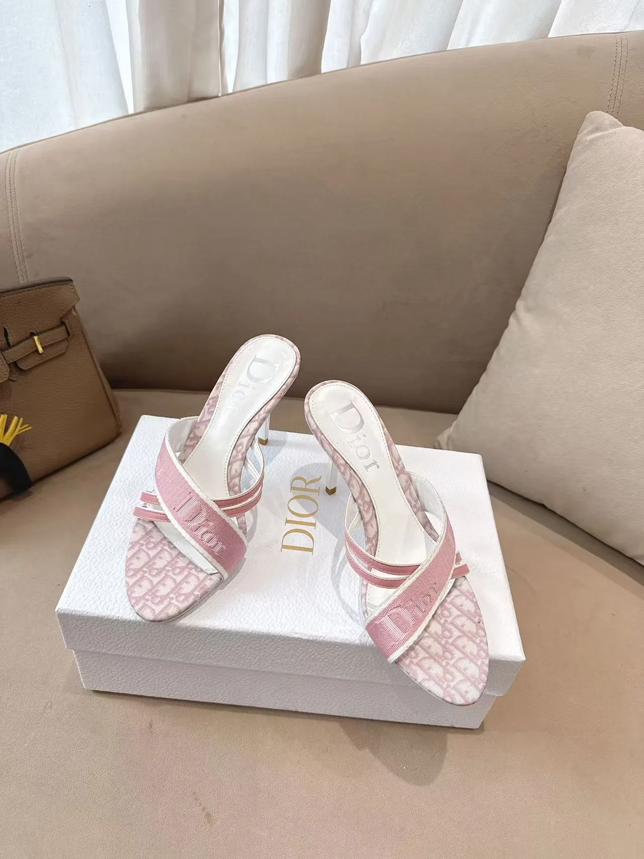 Dior Sheepskin Mules in Pink · view 4