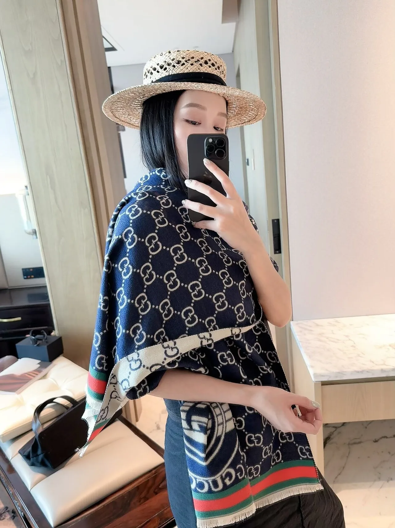 Gucci GG Scarf in Pink & Blue · view 5